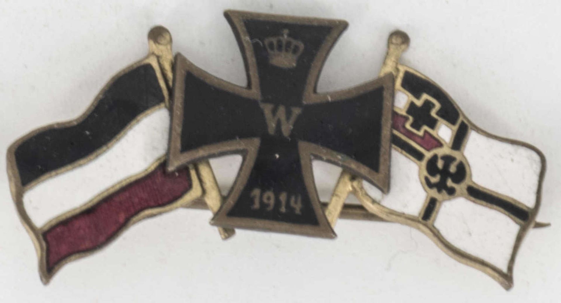 Deutsches Kaiserreich, 3er - Miniatur - Ordensspange EK, Marine - Reichs - Kriegsflagge, Flagge