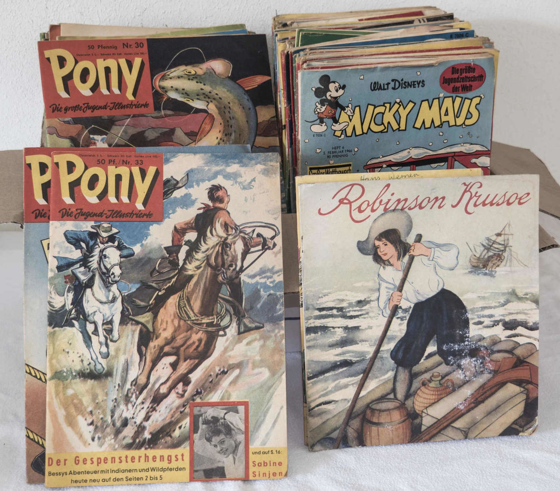 Konvolut alte Comic - Hefte, überwiegend Micky Maus. Dabei auch Felix, Fix und Foxi, Bessy, Tarzan