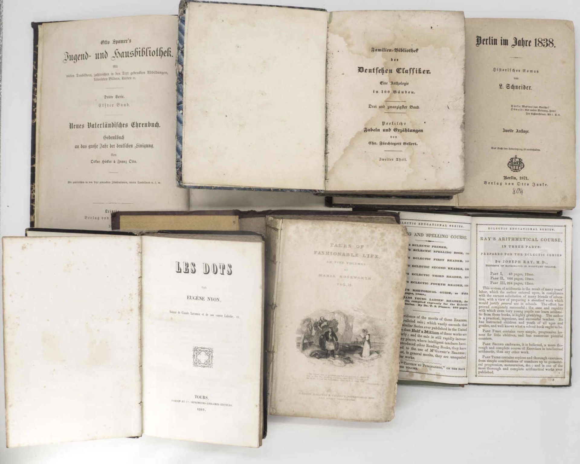 Bücher - Konvolut, bestehend aus: Eugène Nyon, "Les Dots", Tours 1844, Naria Edgeworth, "Tales and