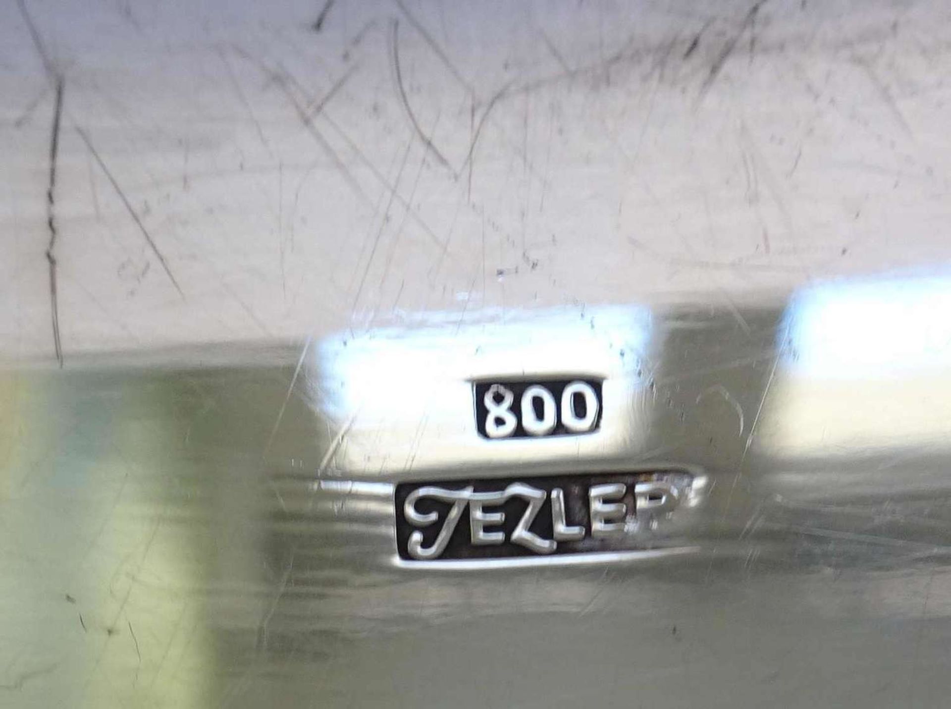 Silberschale , 800er Silber, bezeichnet Tezler 800, Länge ca. 29,5 cm, Breite ca. 18cm, Gewicht - Image 2 of 3