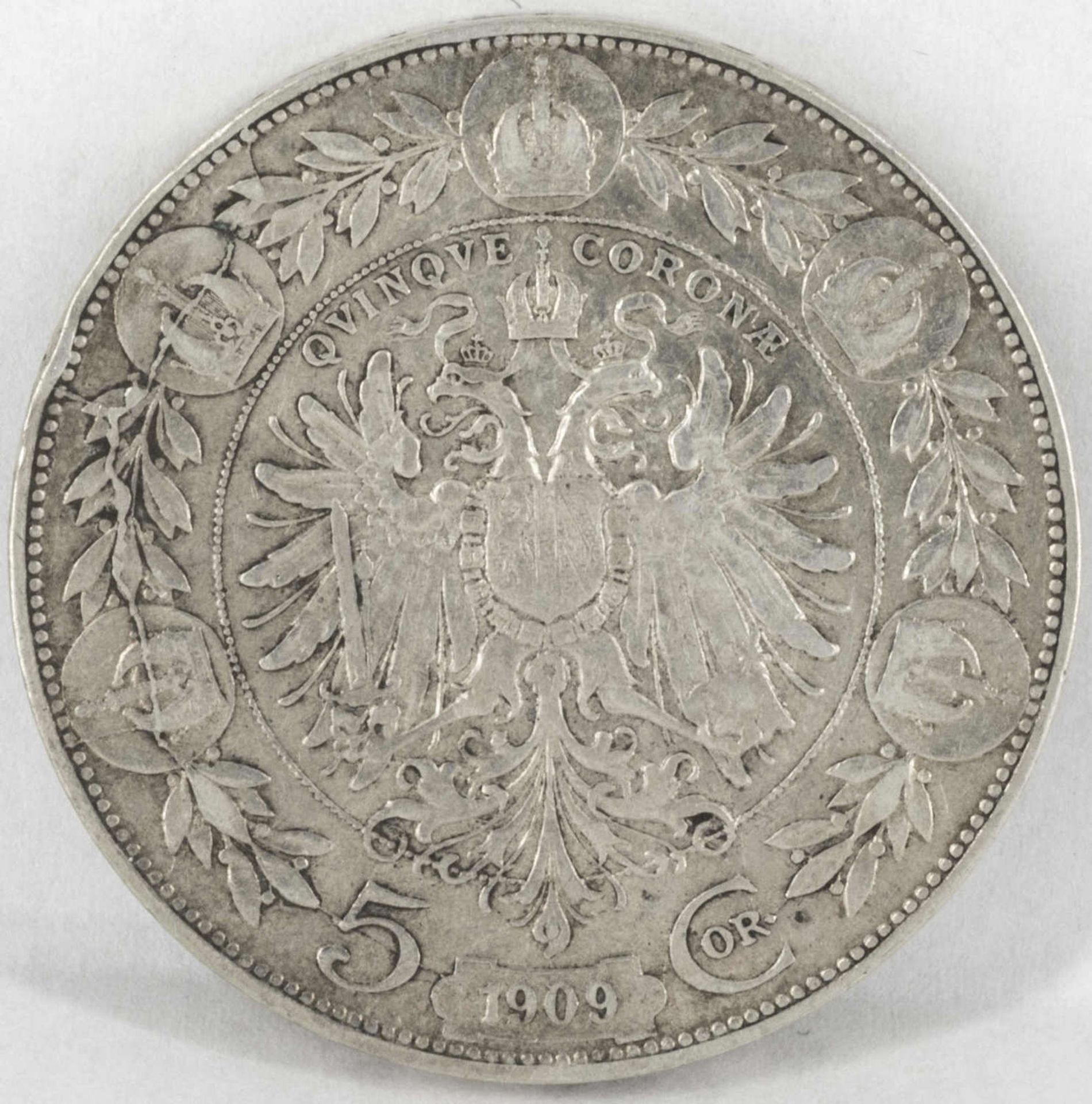 Österreich-Ungarn 1909, 5 Corona - Silber - Münze "Franz - Joseph I." Qualität: vz.Austria-Hungary - Bild 2 aus 2