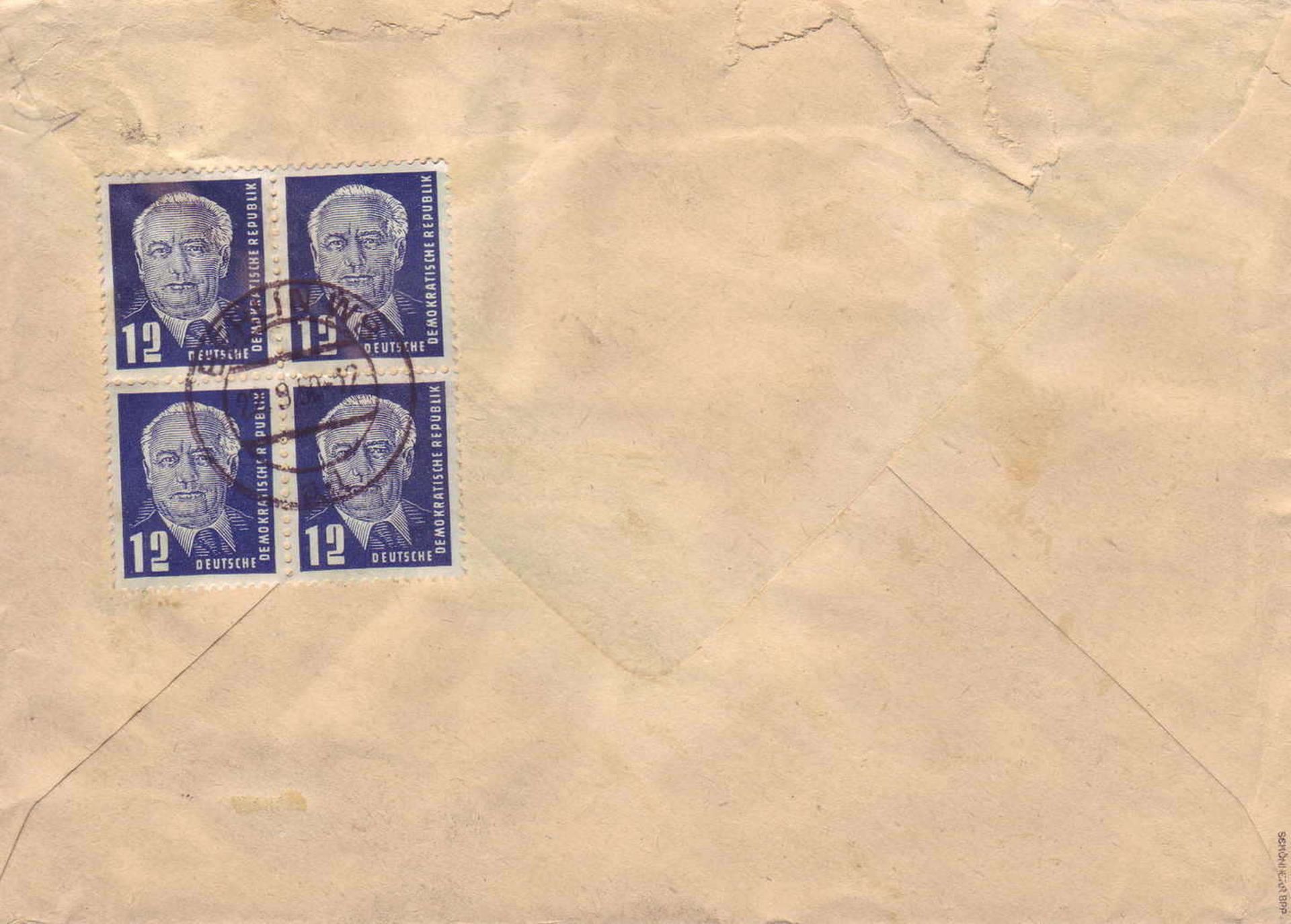 DDR 1950, Mi. - Nr. 253 auf R - Nachnahmebeleg. Rückseitig 4 x Mi. - Nr. 250.GDR 1950, Michel - - Bild 2 aus 2