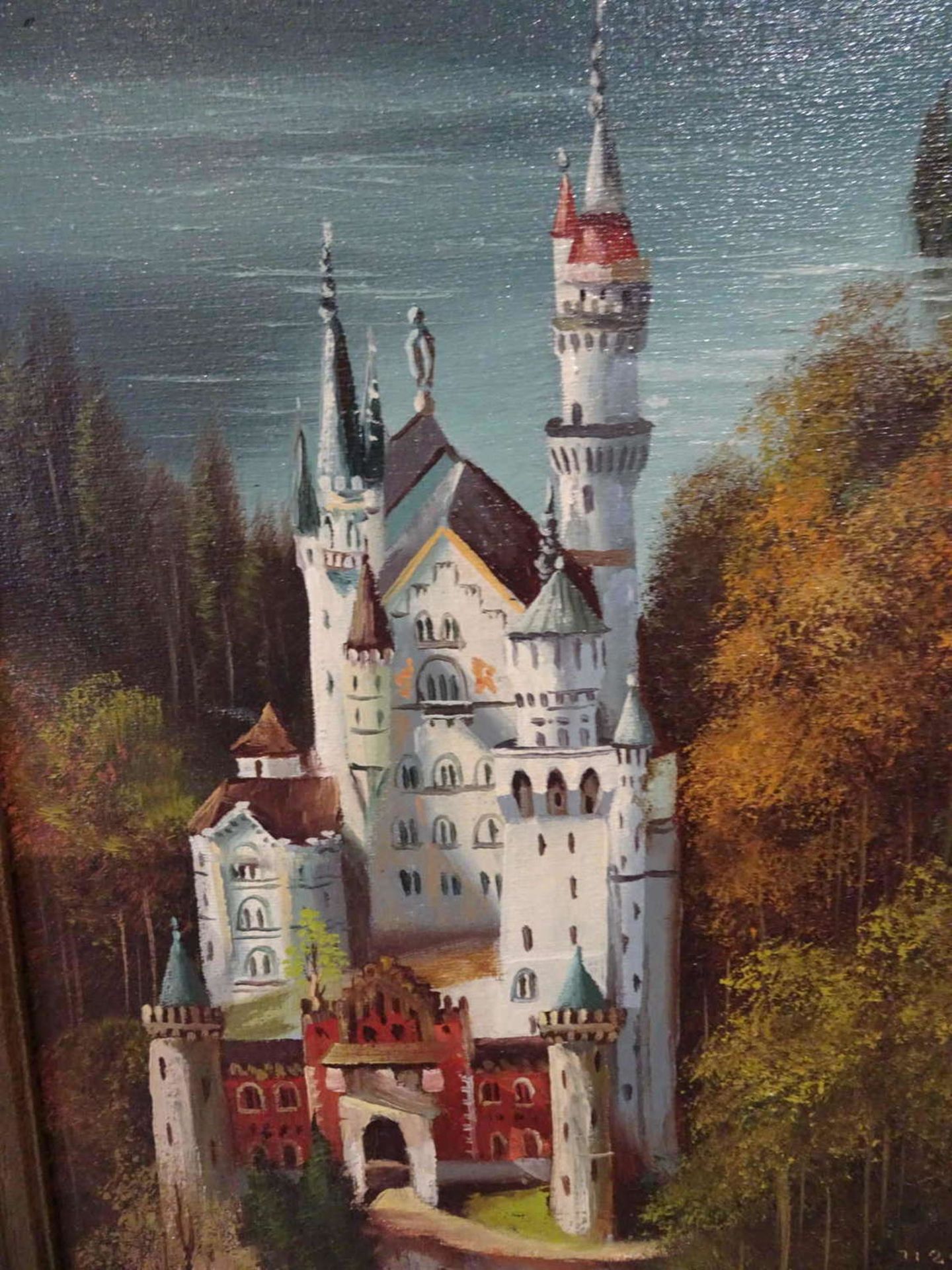 Urban, Ölgemälde auf Leinwand "Schloß Neuschwanstein", rechts unten Signatur Urban. Maße mit Rahmen: - Bild 2 aus 2