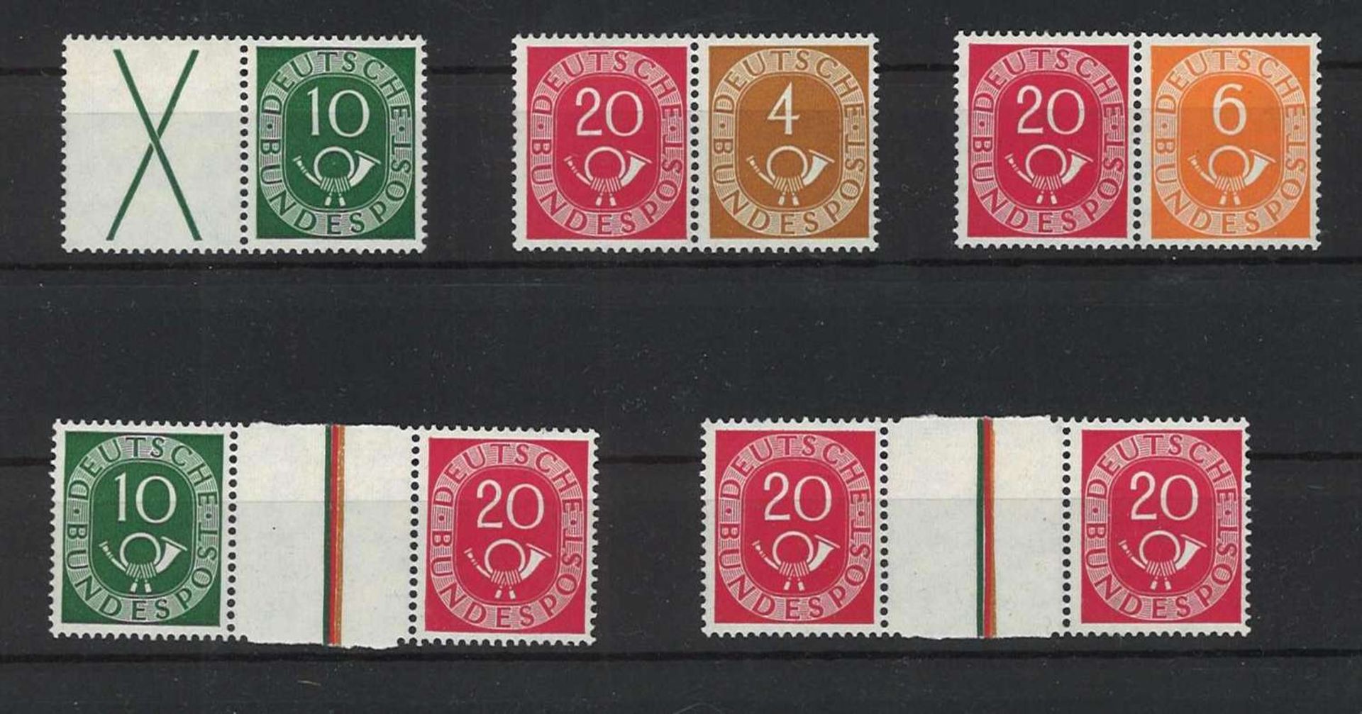 BRD 1951, MiNr. W1-3, WZ 1-2FRG 1951, MiNr. W1-3, WZ 1-2