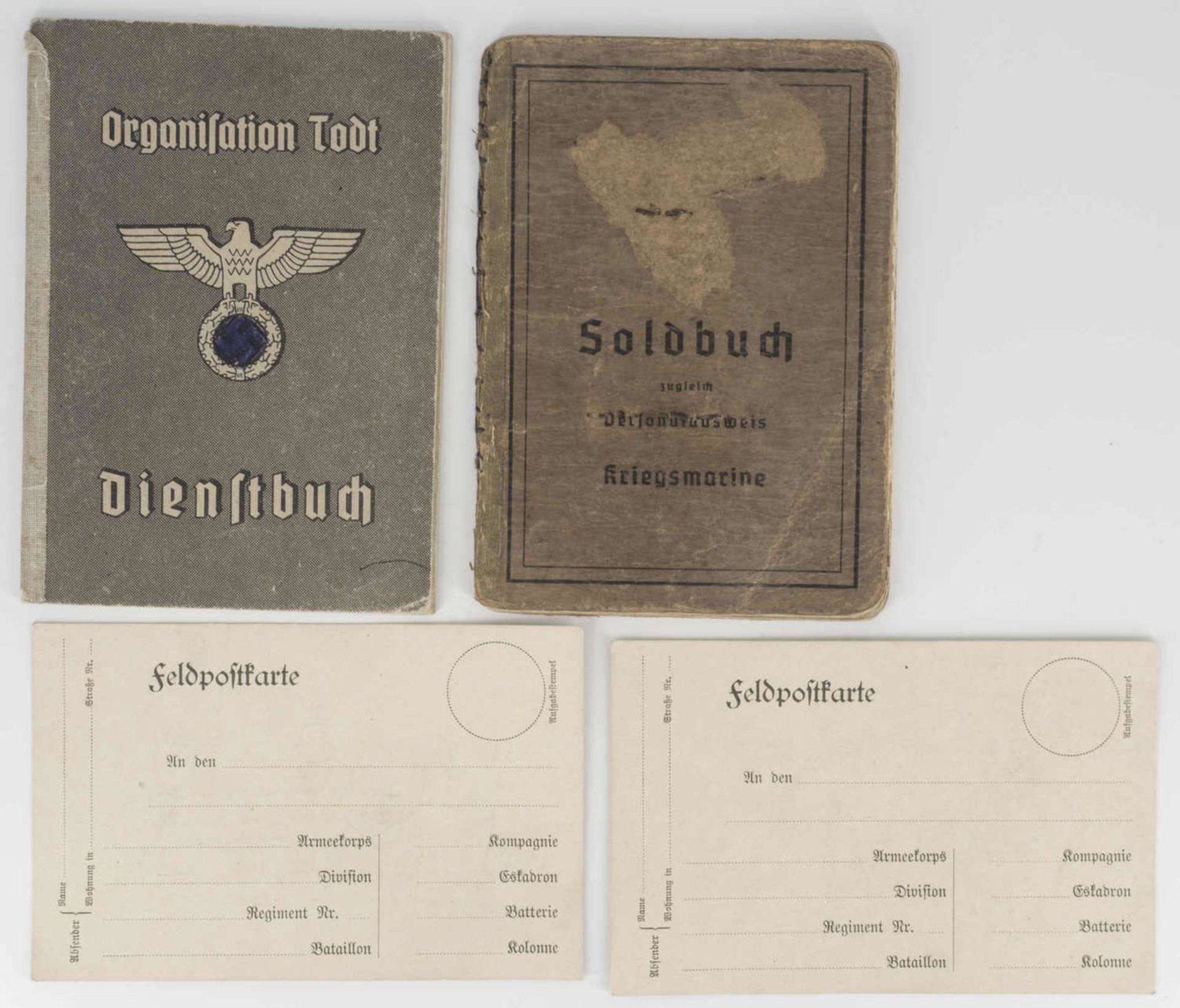 Drittes Reich, Lot Militaria bestehend aus Soldbuch Kriegsmarine, entnazifiziert, Organisation