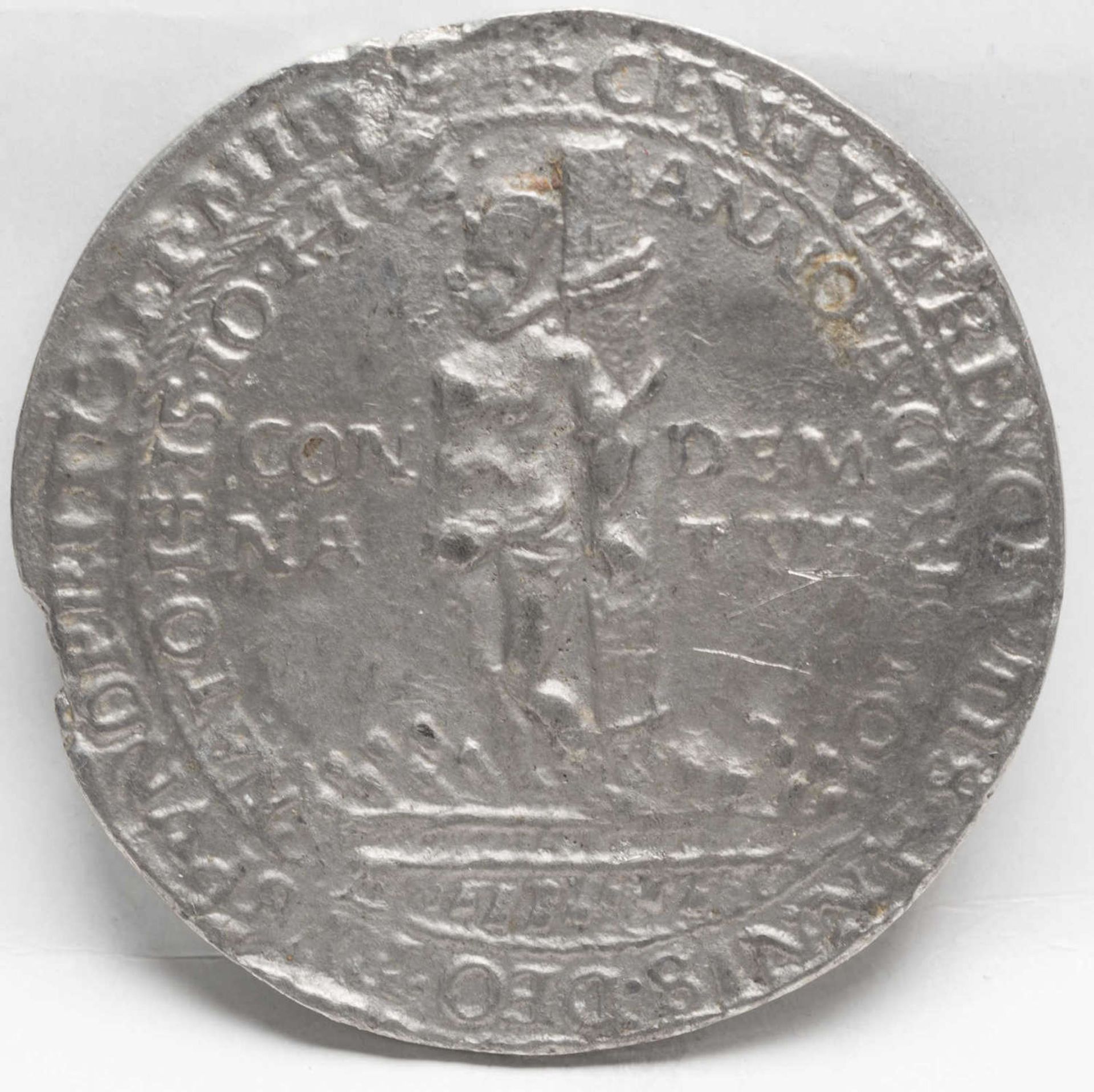 Zinn - Medaille, Zinnabguss des Hustalers. gewicht: ca. 12 g. Randfehler.Tin medal, cast of tin from - Bild 2 aus 2