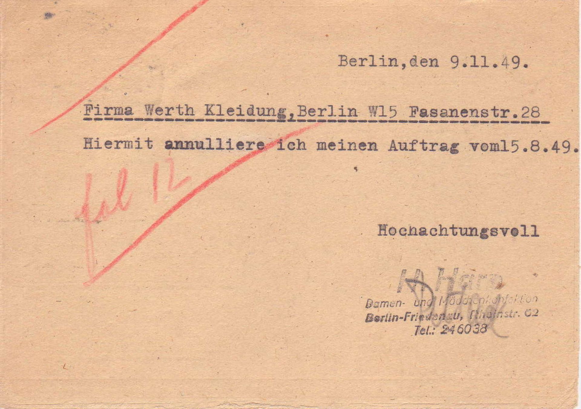 Berlin 1949, Mi. - Nr. 61 auf Postkarte, Ortskarte. Mit Berlinstempel. - Bild 2 aus 2