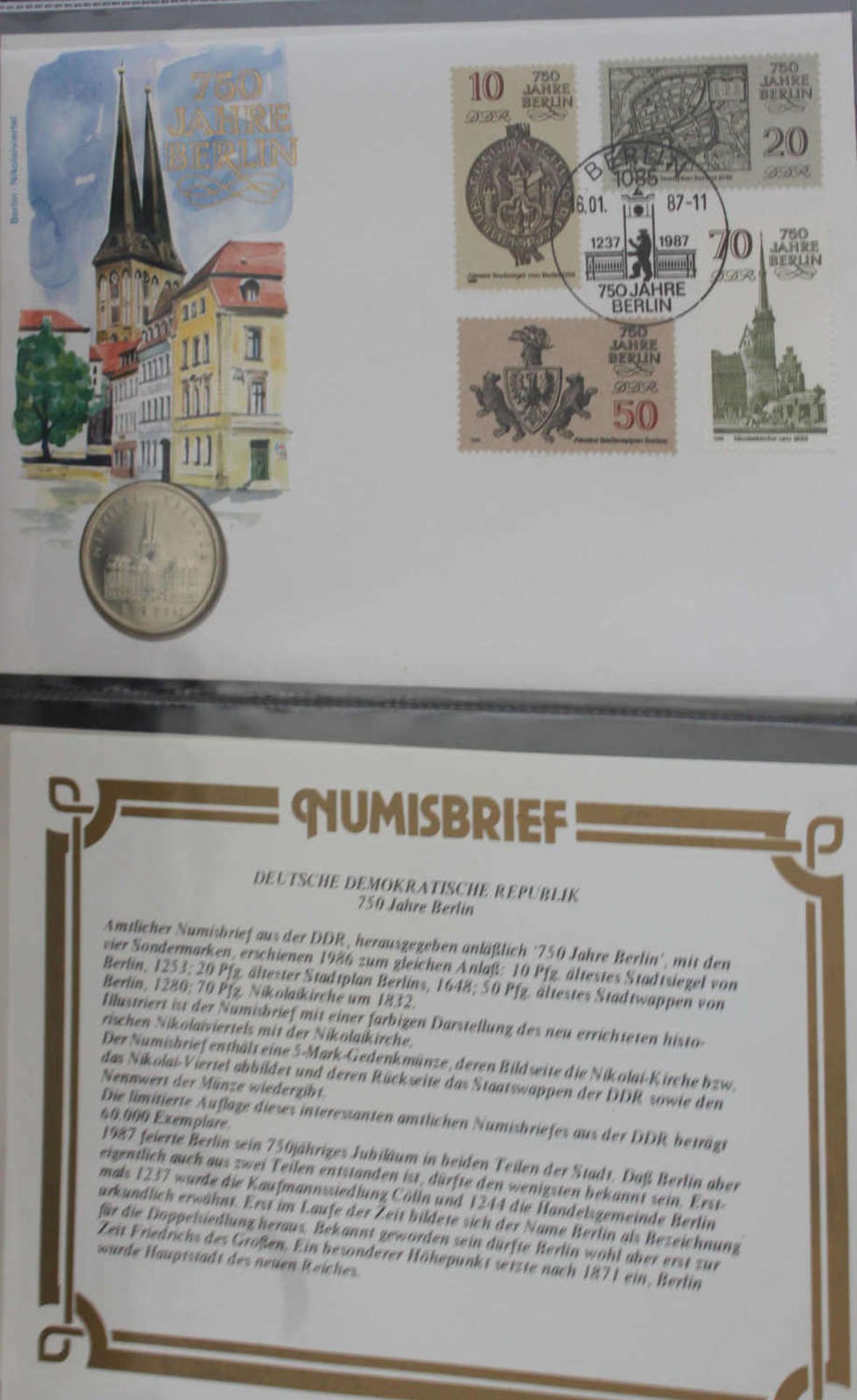 Lot Numisbriefe, meist BRD und DDR, insgesamt 31 Stück, dabei zum Beispiel Brandenburg, Olympische - Bild 2 aus 4