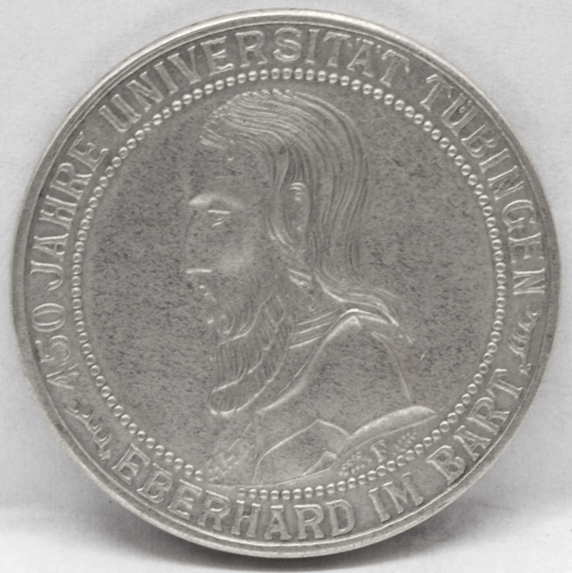 Weimarer Republik 1927 F, 3.- Reichsmark - Silbermünze "450 Jahre Universität Tübingen - Eberhard im