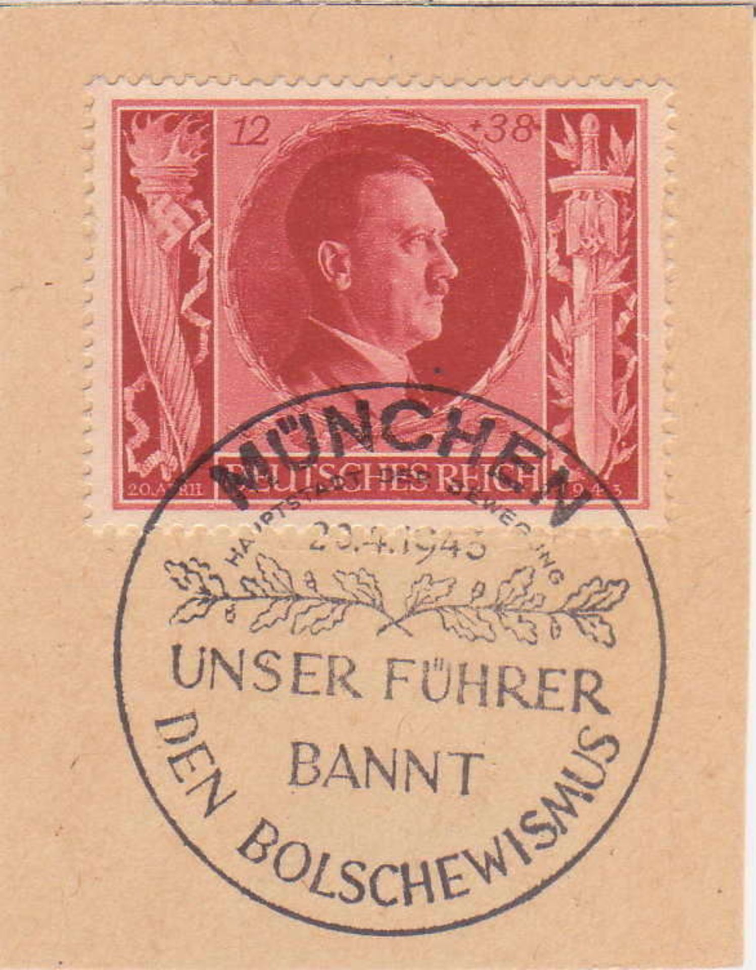 Deutsches Reich 1943, Mi. - Nr. 847 mit Plattenfehler I (Punkt hinter Nominal +30). Mit
