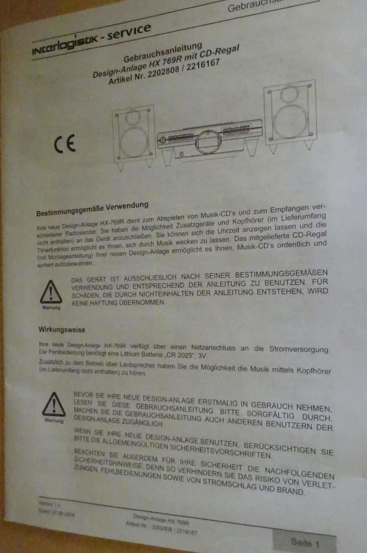 Design Anlage HX 769R mit CD Regal, Funktion nicht geprüft. - Bild 4 aus 4