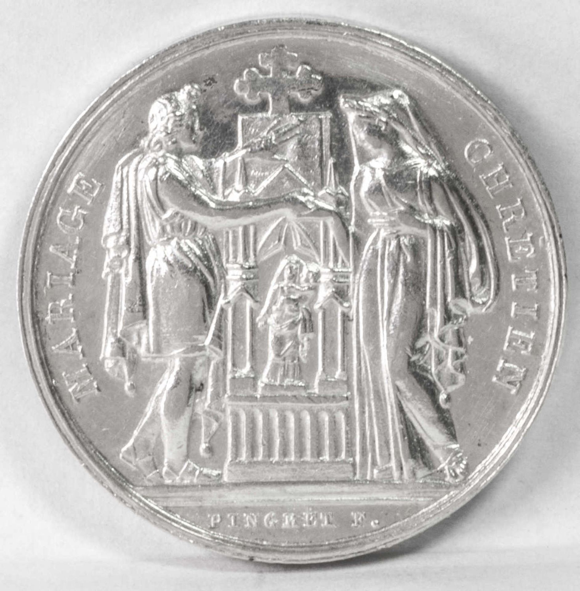 Medaille "Mariage Chretien", Silber, Gewicht: ca. 14,1 g. Durchmesser: ca. 30 mm. Qualität: vz.Medal