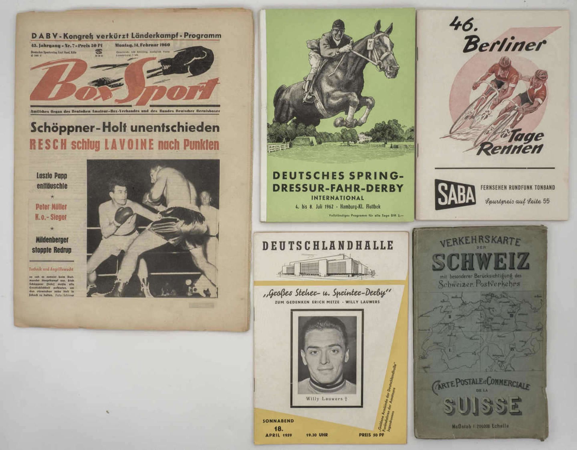 Lot Programm - Hefte, bestehend aus: 1. "Großes Steher- u. Sprinter - Derby" in der Deutschlandhalle