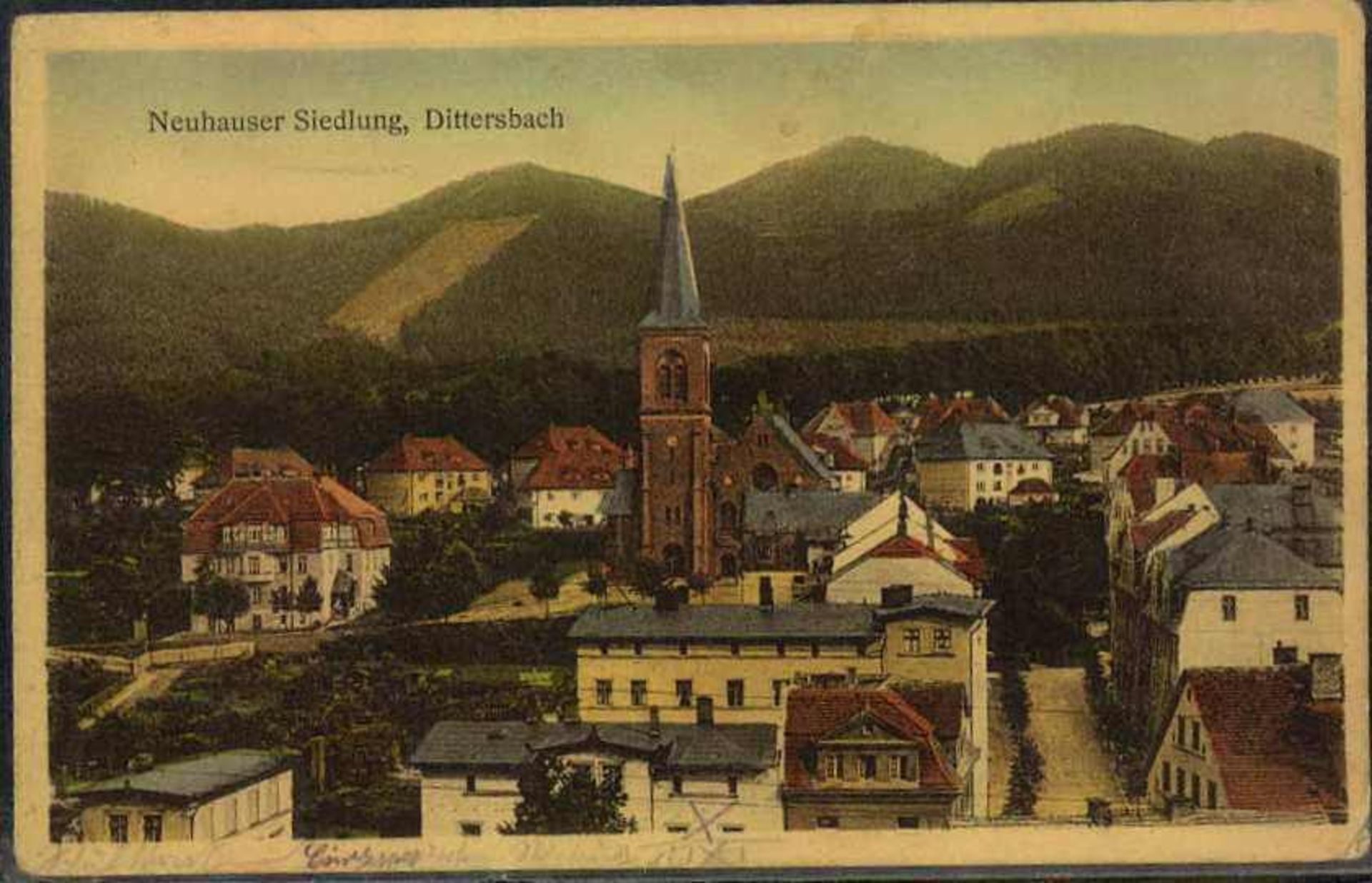 Ansichtskarte, "Neuhauser Siedlung, Dittersbach", gelaufen Waldenburg-Dittersbach