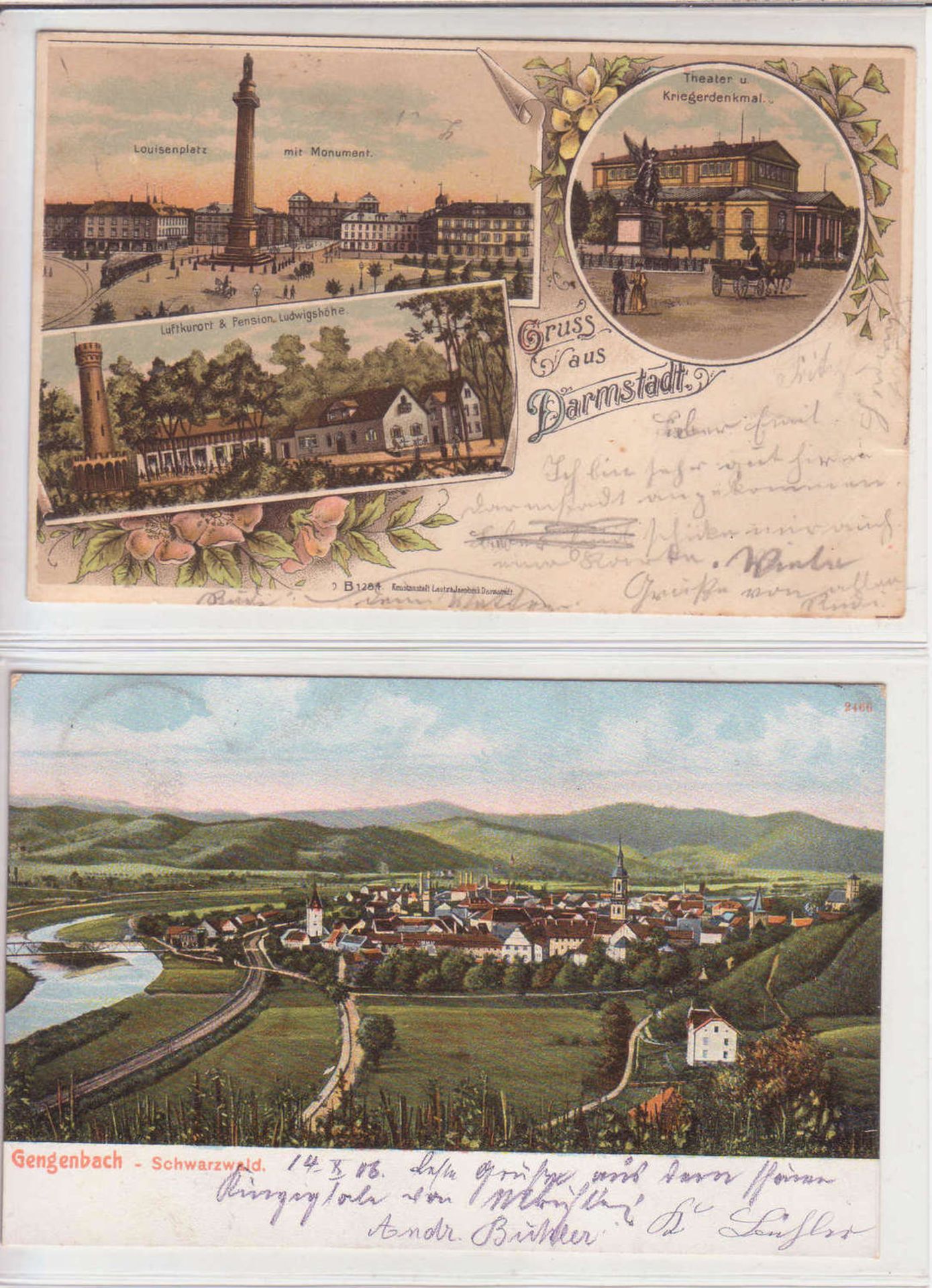 Lot Ansichtskarten Schwarzwald, dabei Gengenbach 1906, Kehl 1906, Titisee 1920. Dazu Gruss aus