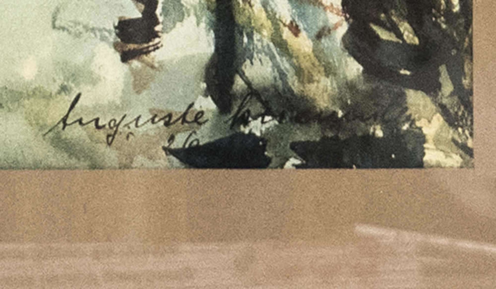 Drei - Farbendruck nach einem Aquarell von A. Reismüller. Motiv aus Heiligenstein. Hinter Glas - Bild 2 aus 2