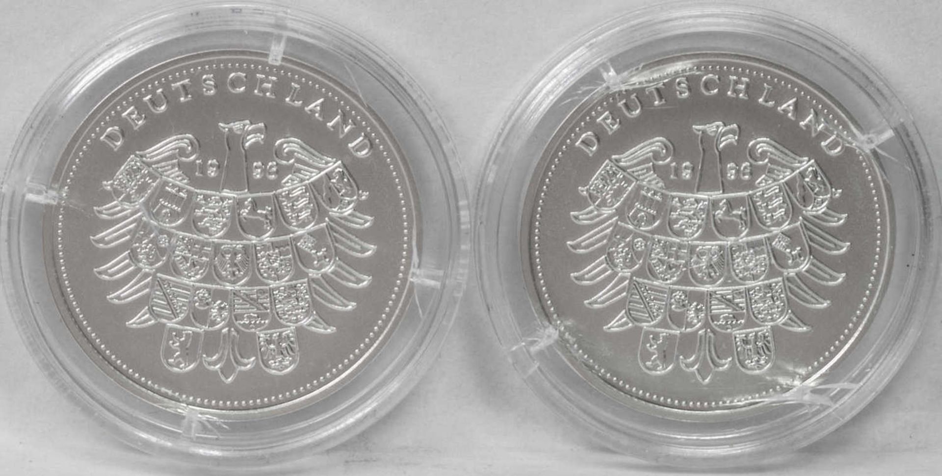 Deutschland 1996, zwei Silber - Medaillen: "Schiller" und "Beethoven". Gewicht: je ca. 10,1 g. - Bild 2 aus 2