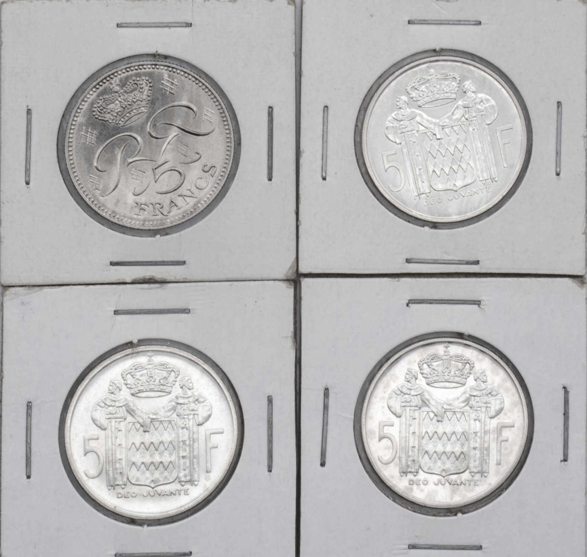 Monaco 1960/71, Lot 5.-Francs - Münzen, bestehend aus 1960, Silber, 2 x 1966, Silber und 1971 Cu/Ni. - Bild 2 aus 2