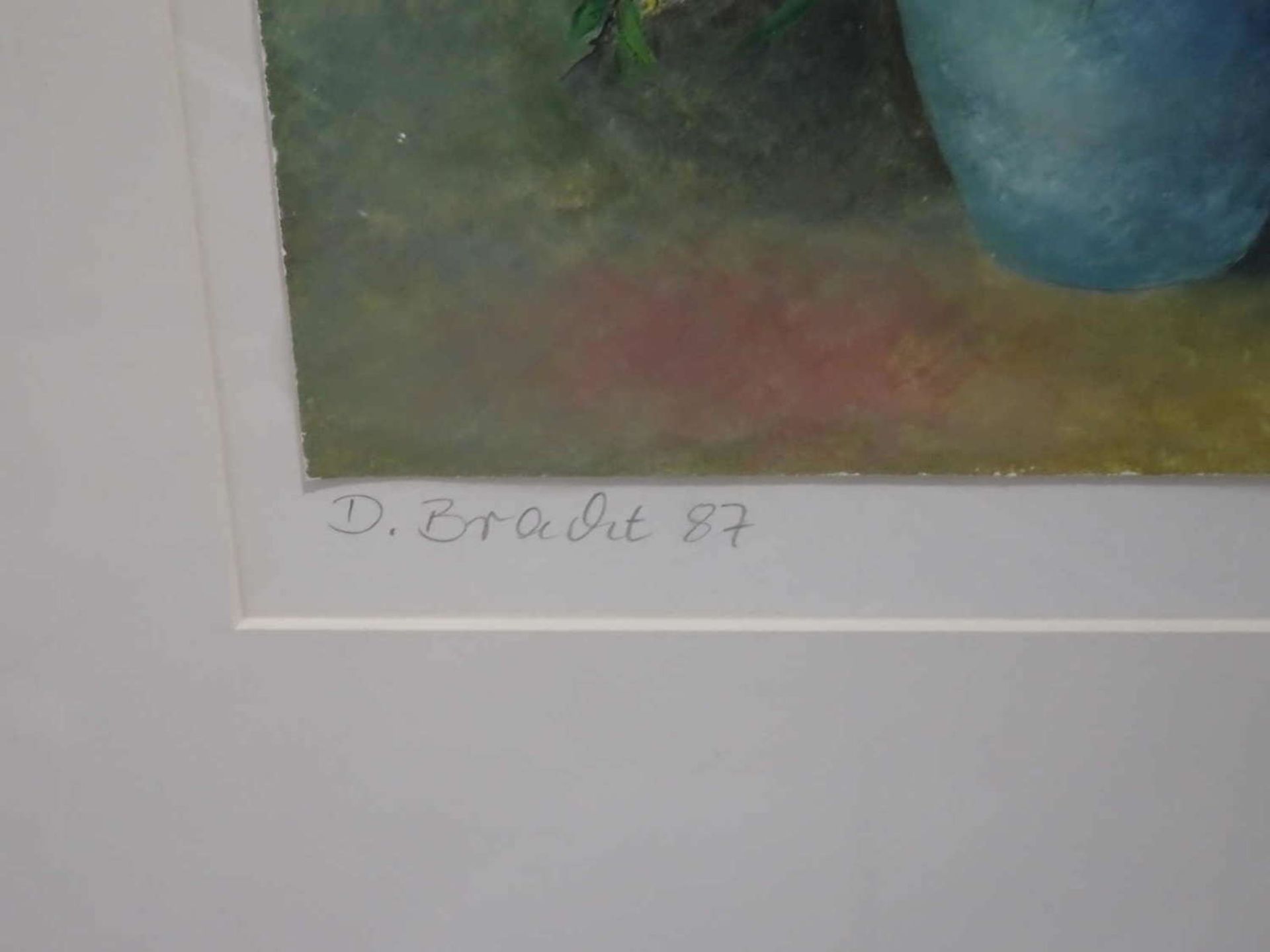 D. Bracht, Aquarell auf Papier "Frühling", signatur D.Bracht87, hinter Glas gerahmt. Blattmaße: Höhe - Bild 3 aus 3