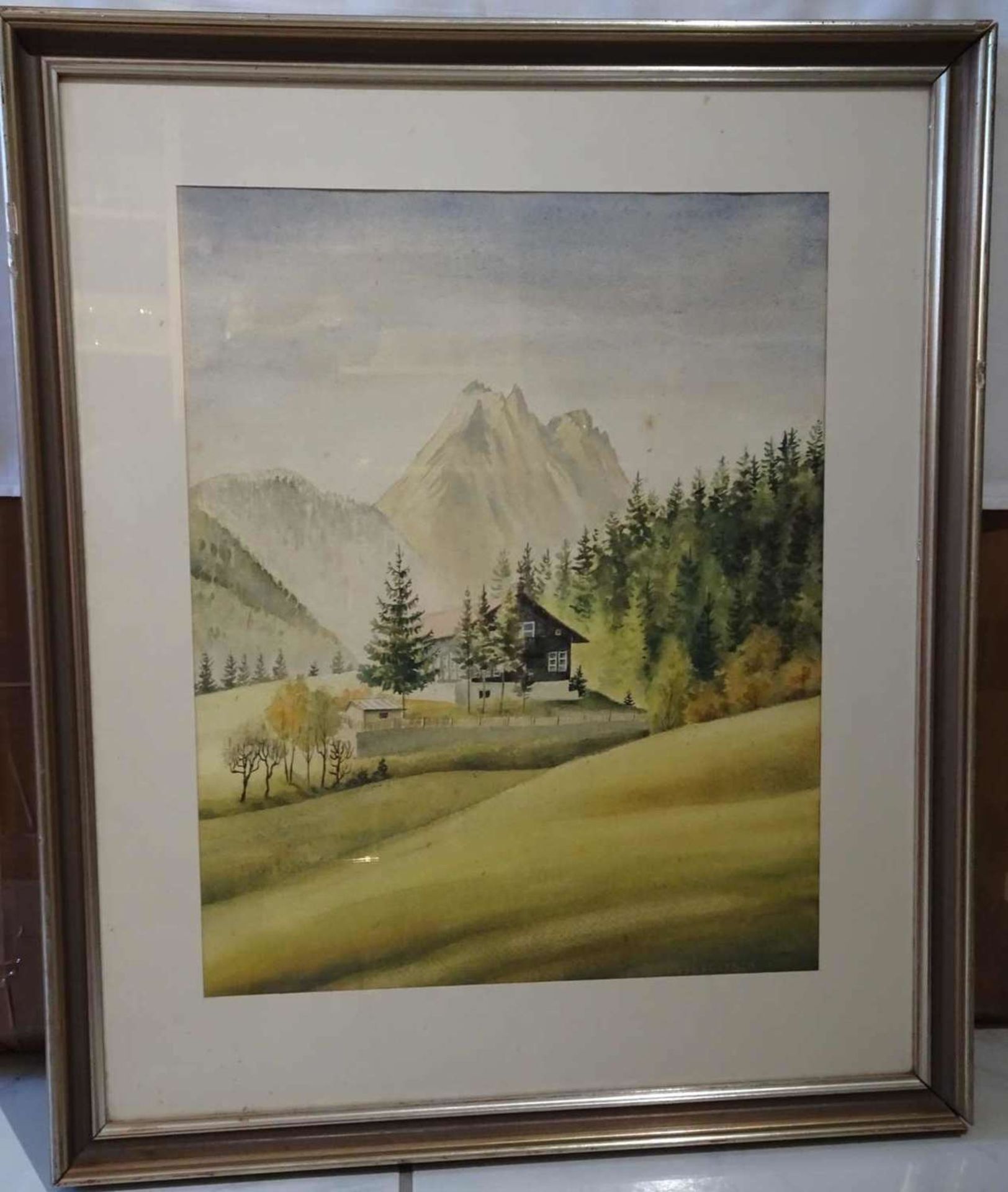 Otto Ernst Fritsch, Aquarell auf Papier "Waldidyll im Karwendel", hinter Glas gerahmt (leicht