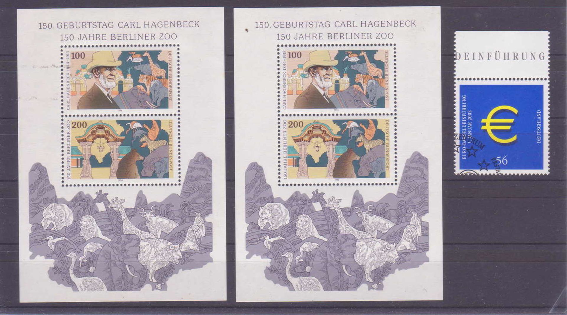 BRD 1994/2002, 2 x Block 28 (Carl Hagenbeck), ungebraucht und Mi. - Nr. 2234, gestempelt.