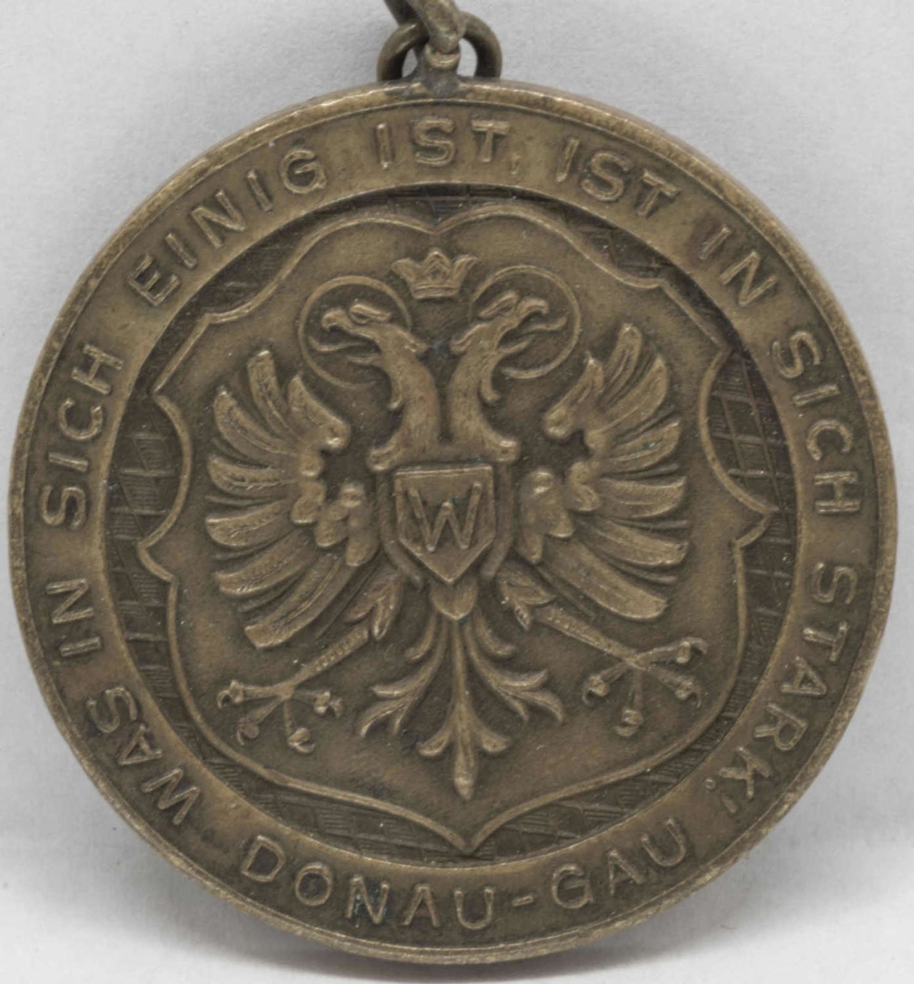 Schützenmedaille o. Jahrgang "Was sich einig ist ist in sich stark . Daonau - Gau". Bronze. - Bild 2 aus 2