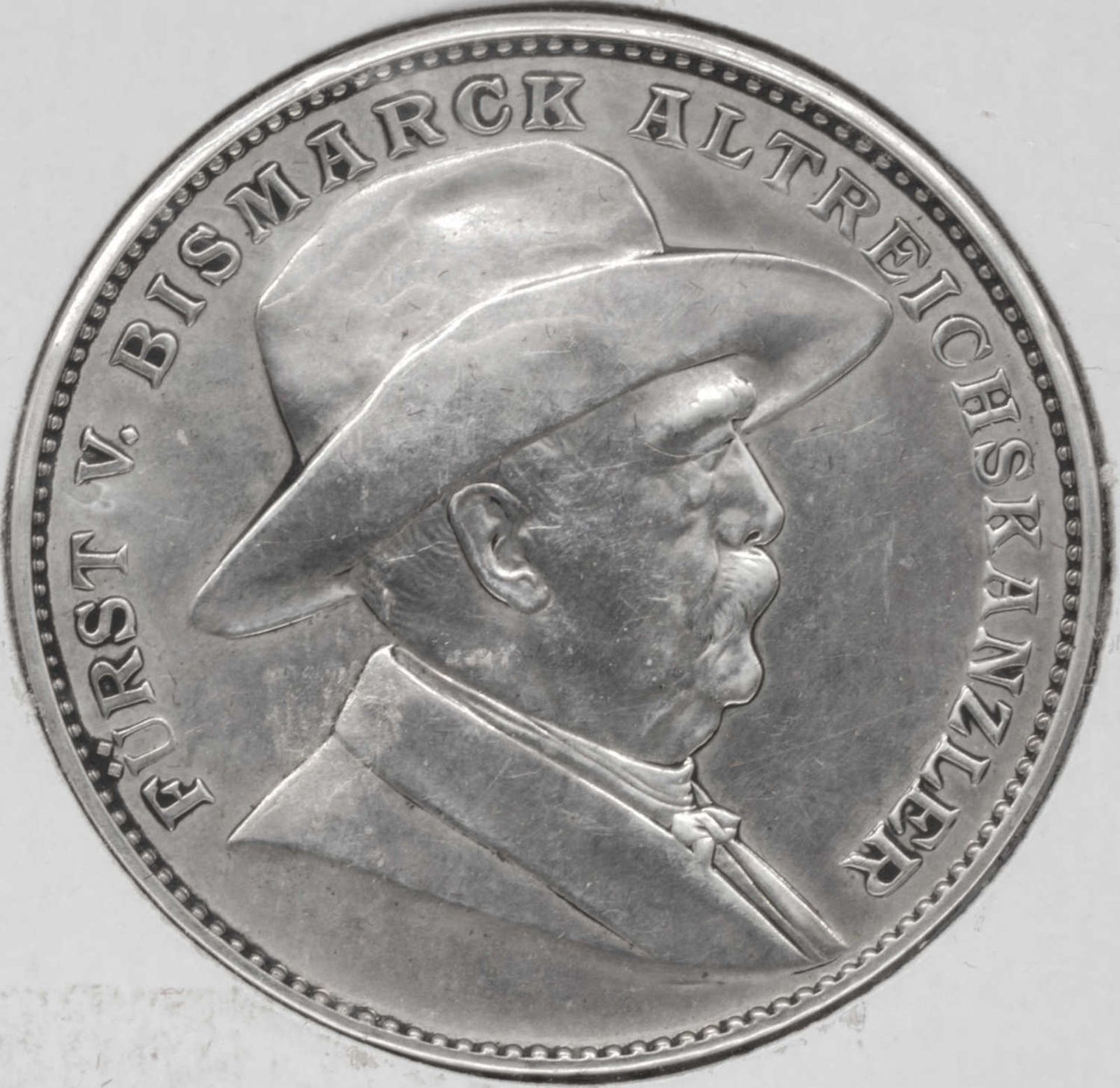 Otto v. Bismarck, Silbermedaille 1895, auf seinen 80. Geburtstag, Bennert 162. Slg. Bö. 5323.