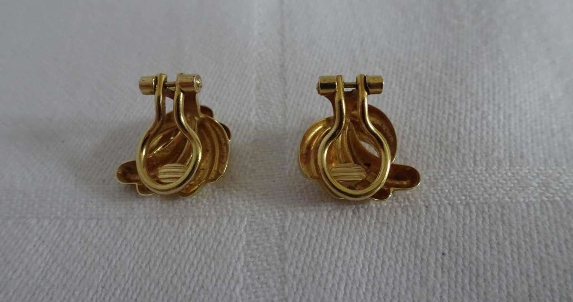 1 Paar Ohrclips, 585er Gelbgold, Gewicht ca. 3,6 gr. - Bild 2 aus 3