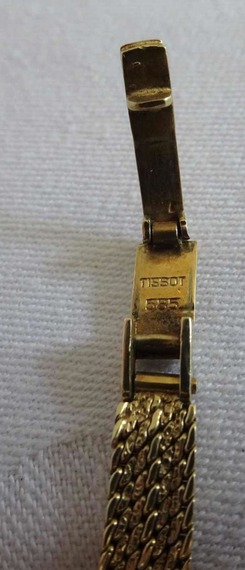 Damenarmbanduhr TISSOT, massiv, 585er Gelbgold. Gewicht ca. 18,6 gr. - Bild 4 aus 4