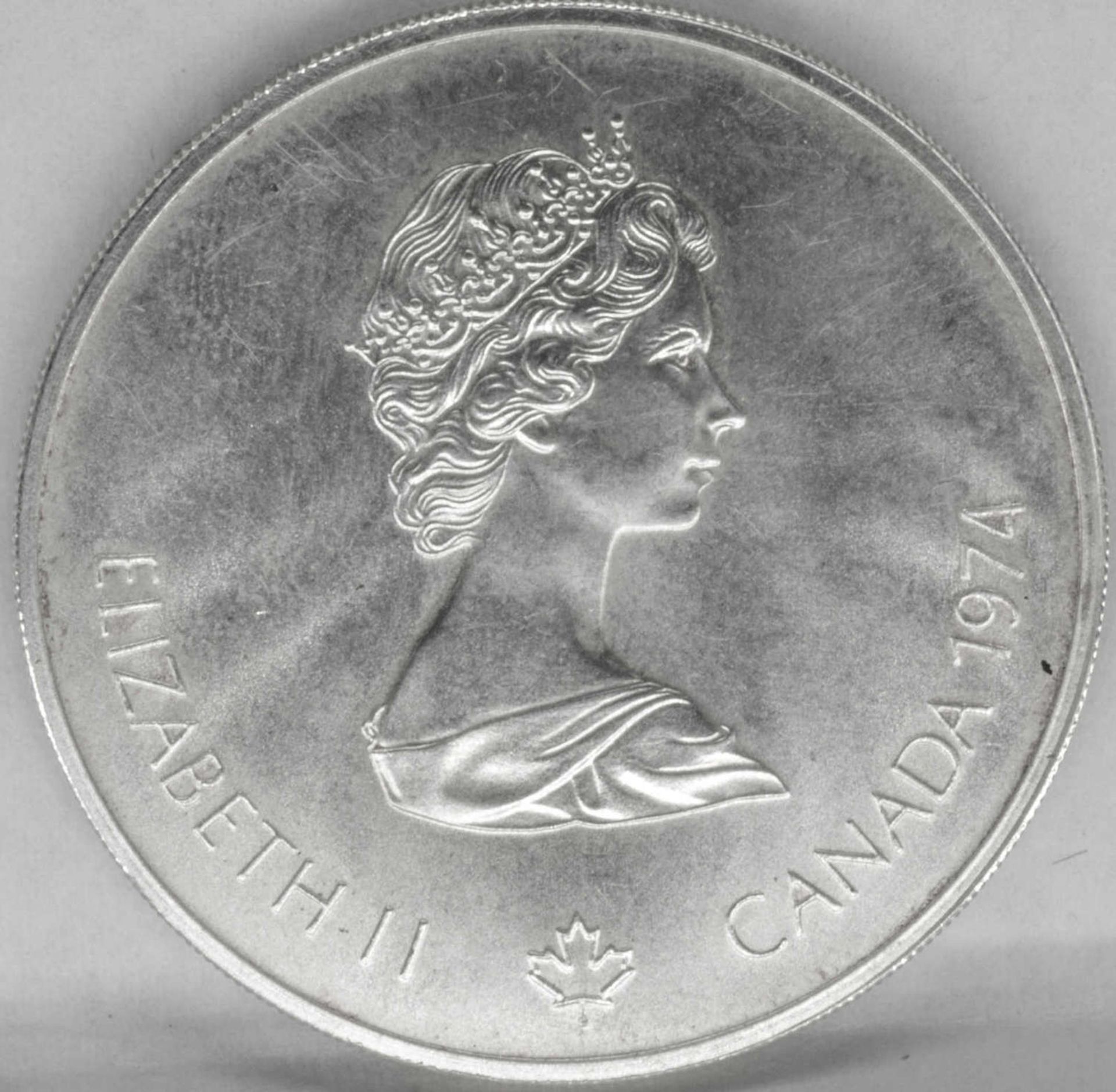 Kanada 1974, 5.- Dollars - Silbermünze "21. Olympiade Montreal 1974". Gewicht: ca. 24,6 g. - Bild 2 aus 2