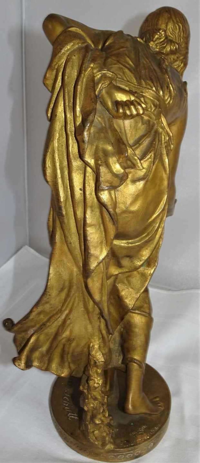 Bronzefigur Walter Schott (1861-1938) "Die Kugelspielerin", feuervergoldet. Am Stand signiert. Höhe - Image 3 of 5