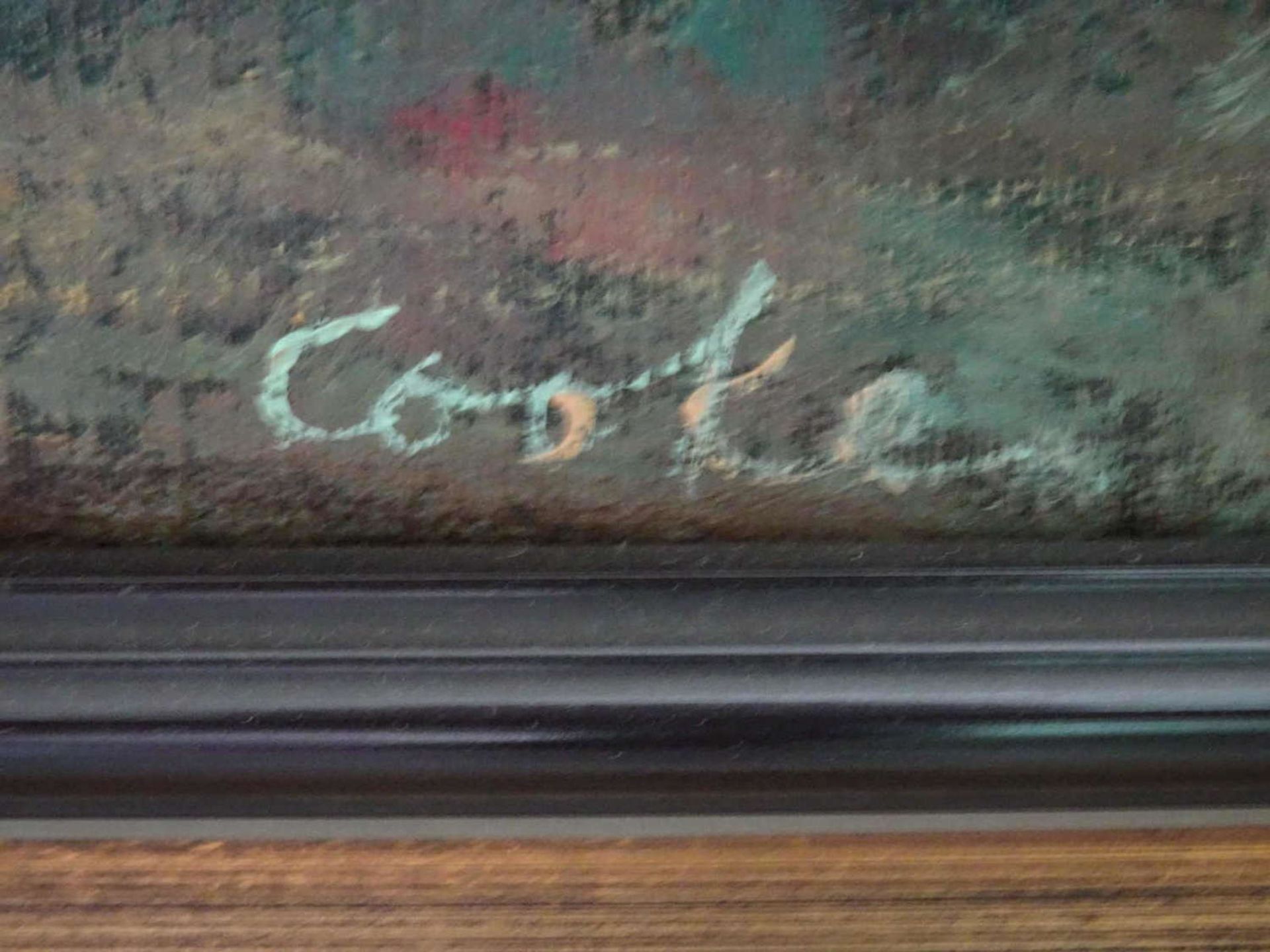 Cooke, Ölgemälde auf Leinwand, Personenstaffage Am Fluß, rechts unten Signatur Cooke in goldenem - Bild 3 aus 3
