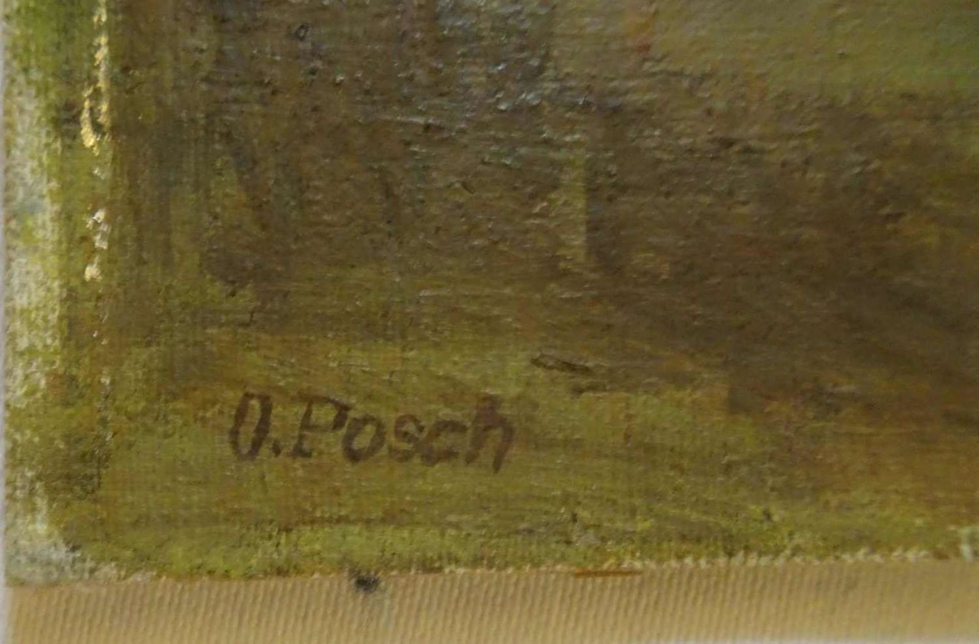O. Posch, Öl auf Karton, "Hochgebirge". Links unten Signatur. Maße: Höhe ca. 38 cm, Länge ca. 35 cm - Bild 2 aus 2