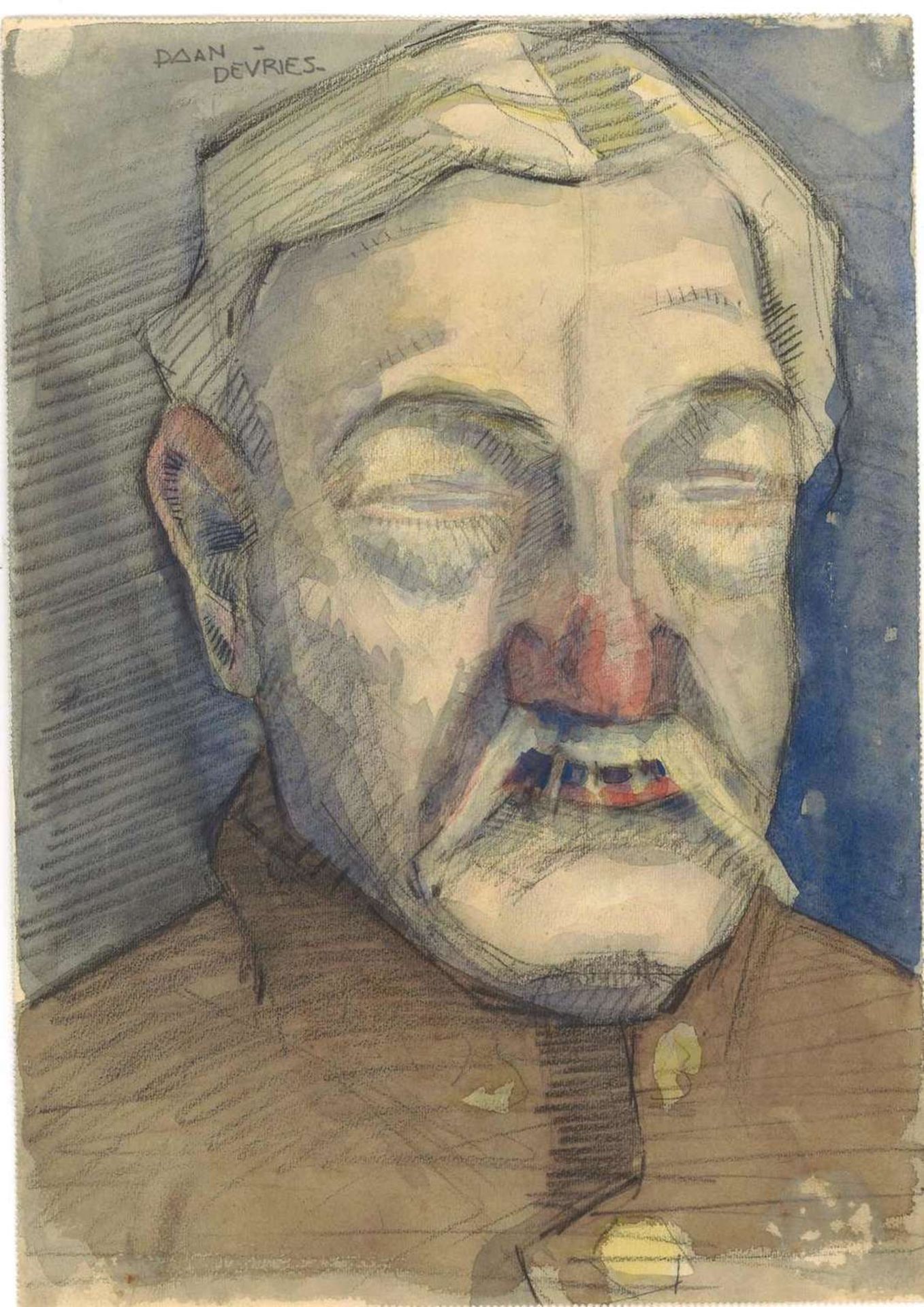 Daan de Vries (1895-1959), Selbstportrait. Maße: Höhe ca. 30,8 cm, Länge ca. 21,7 cm Daan de