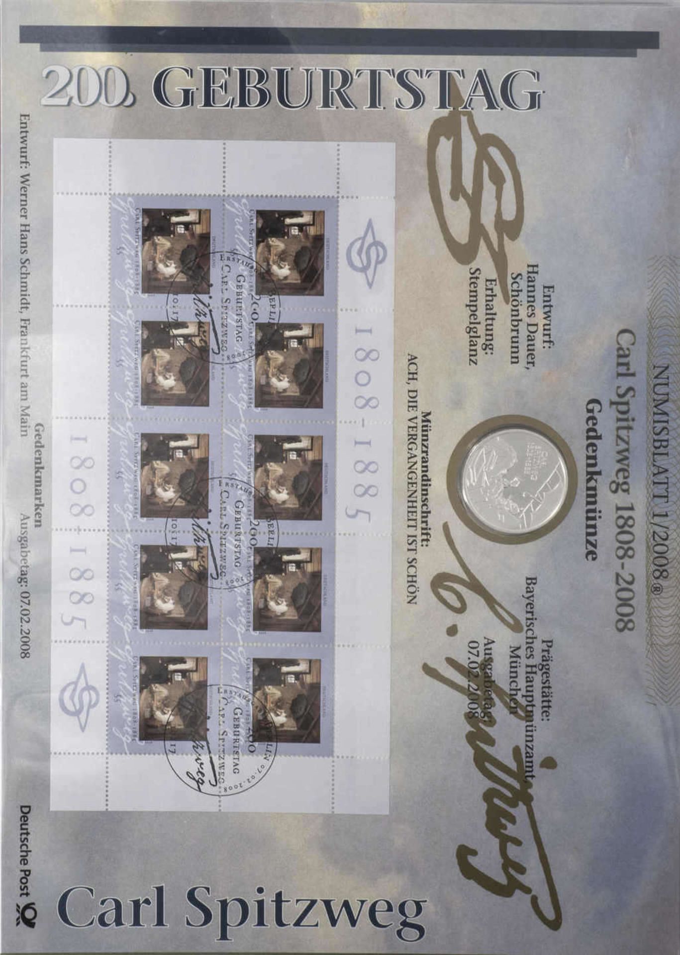Sammlung Numisblätter, alle Münzen vorhanden. Bestehend aus: 1 - 5 / 2008, 1 - 6 / 2009, 1 - 6 /