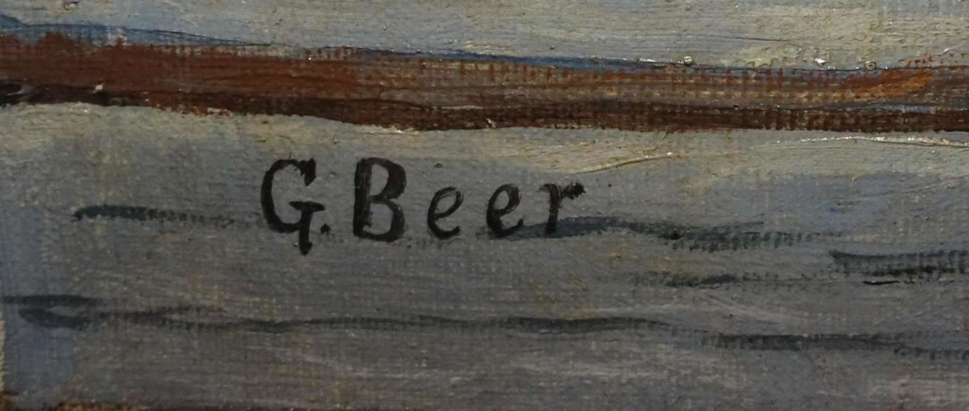 G. Beer, Ölgemälde auf Leinwand, "Frühe Stunde im Winter", links unten Signatur G.B. Maße: Höhe ca. - Bild 2 aus 2