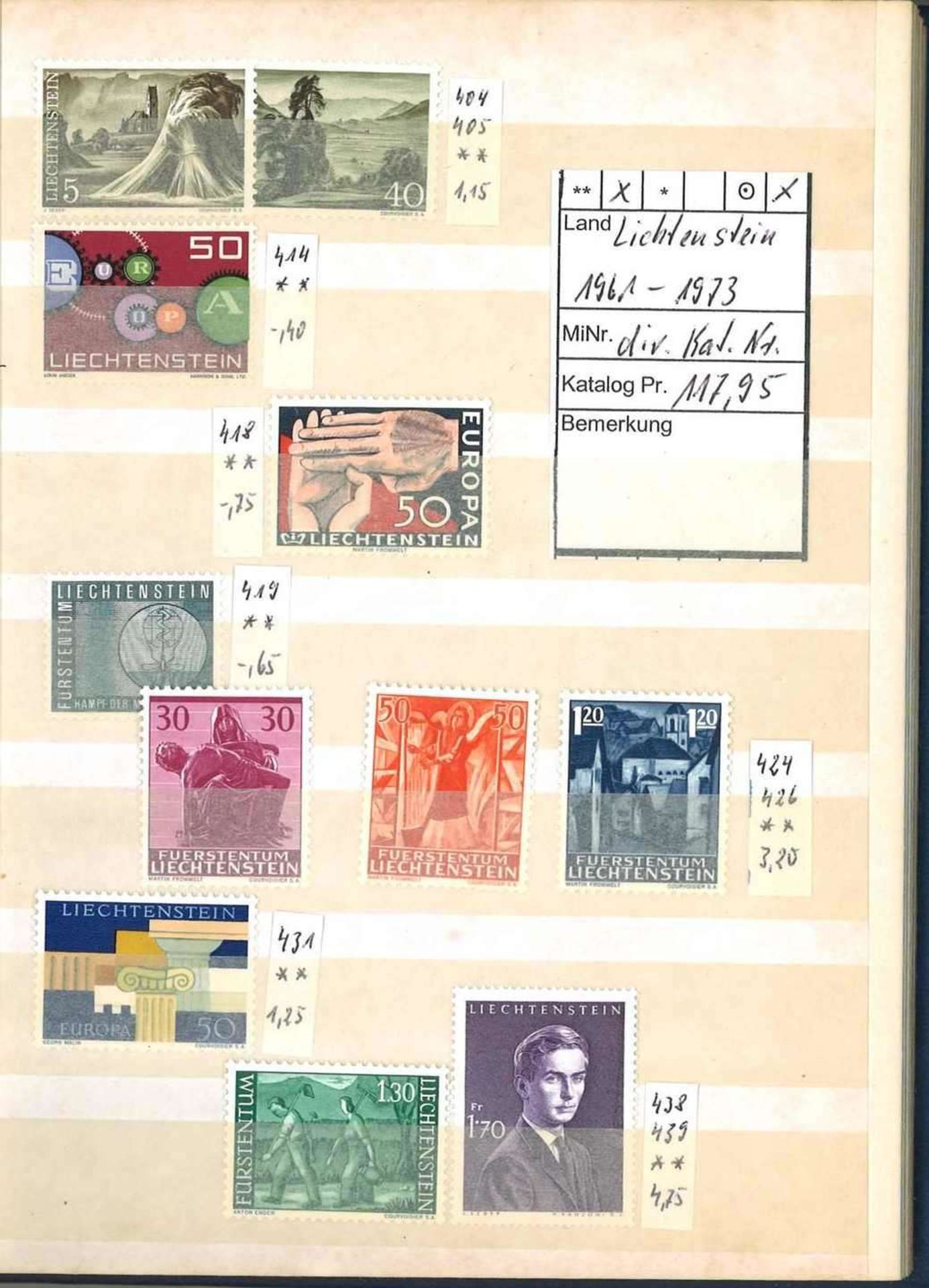 Kleine Sammlung Liechtenstein, dabei Jahrgang 1961-1973, diverse Katalognummern. Sauber gesammelt.