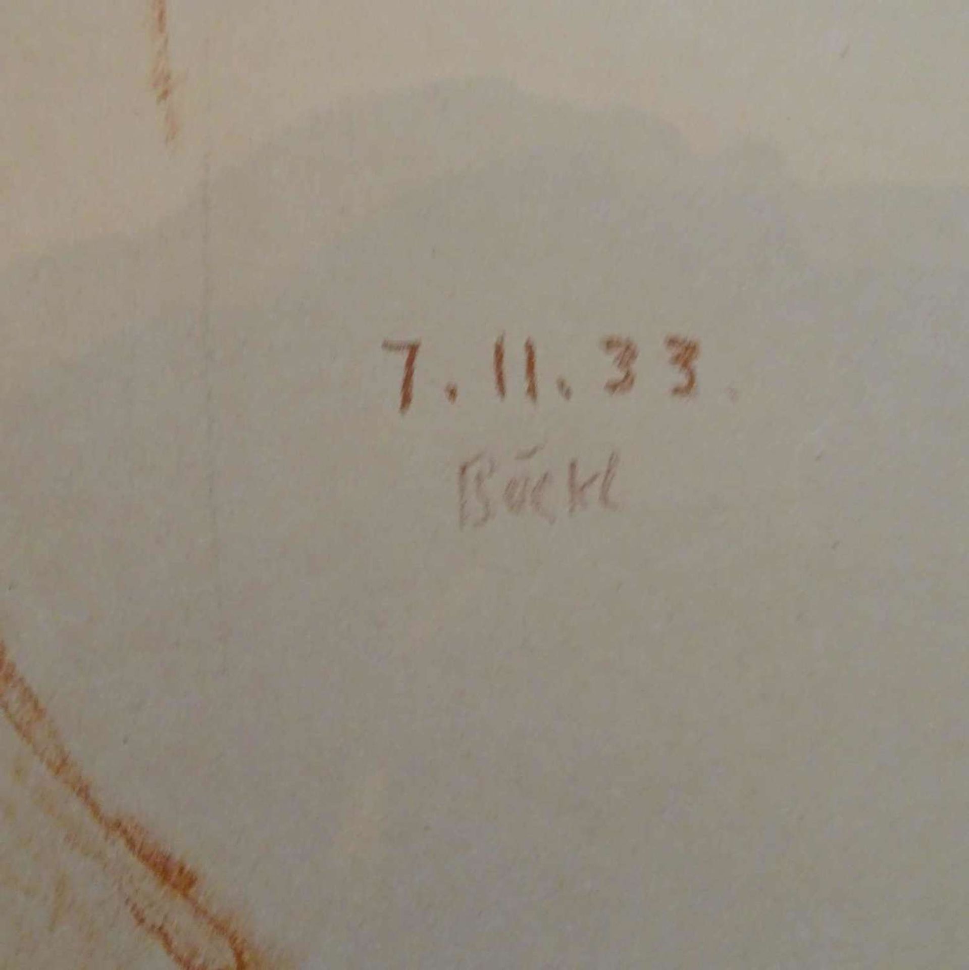 Herbert Böckl (1894-1966), "Rückenakt", rechts Signatur 7.11.33 Böckl. Maße: Höhe ca. 56,3 cm, - Bild 2 aus 2