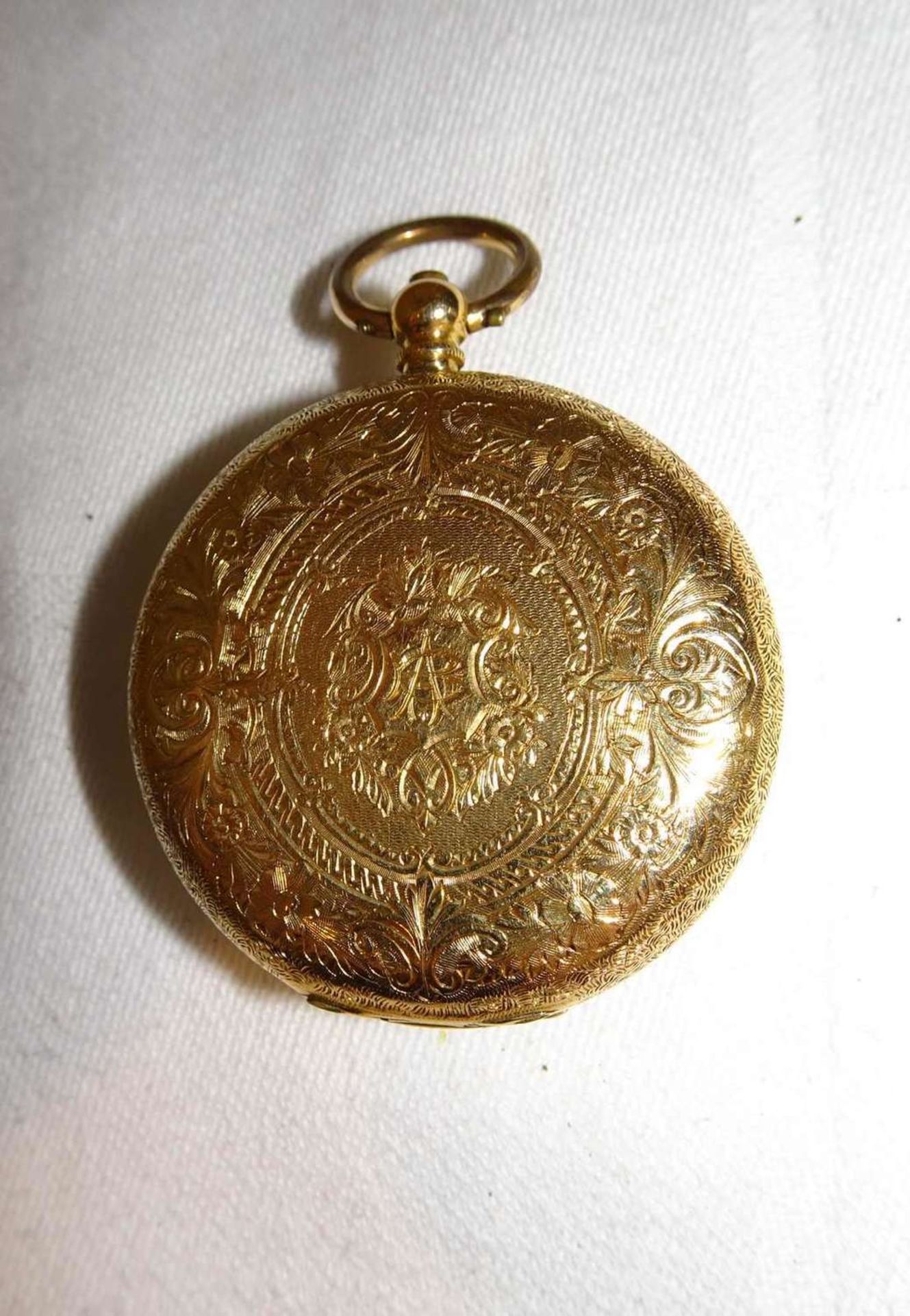 Taschenuhr, 750er Gelbgold, Innendeckel Metall. Pocket watch, 750 yellow gold, inner cover metal. - Bild 2 aus 5
