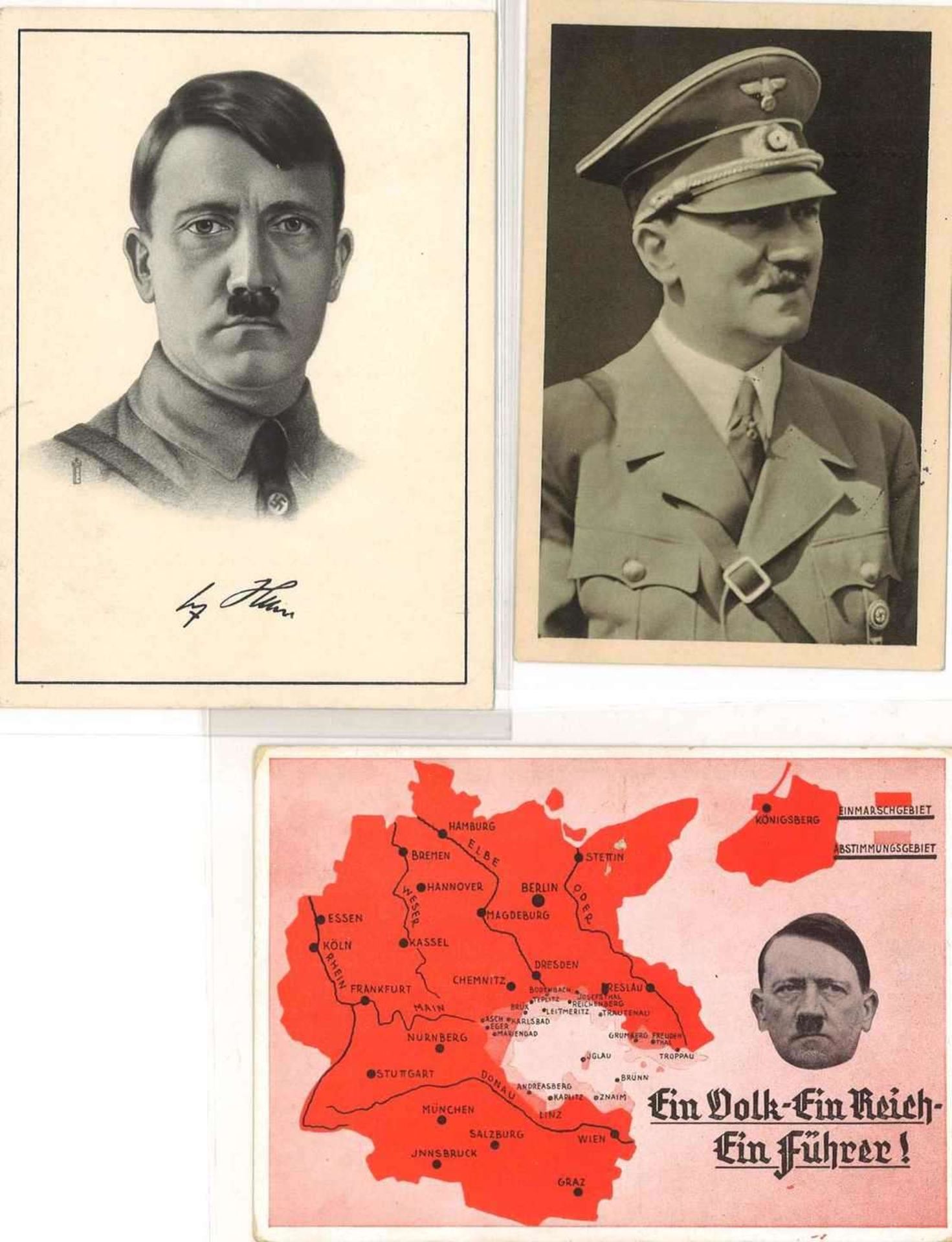 Foto Ansichtspostkarte Hitler in Uniform mit Sonderstempel " Der Führer in Brünn März 1939".