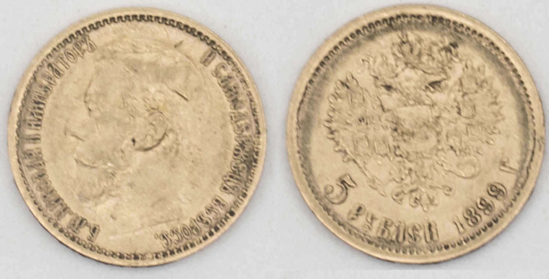Russland 899, 5 - Rubel - Goldmünze "Zar Nikolaus II.". Gewicht: ca. 4,3 g. Russia 899, 5 - ruble -