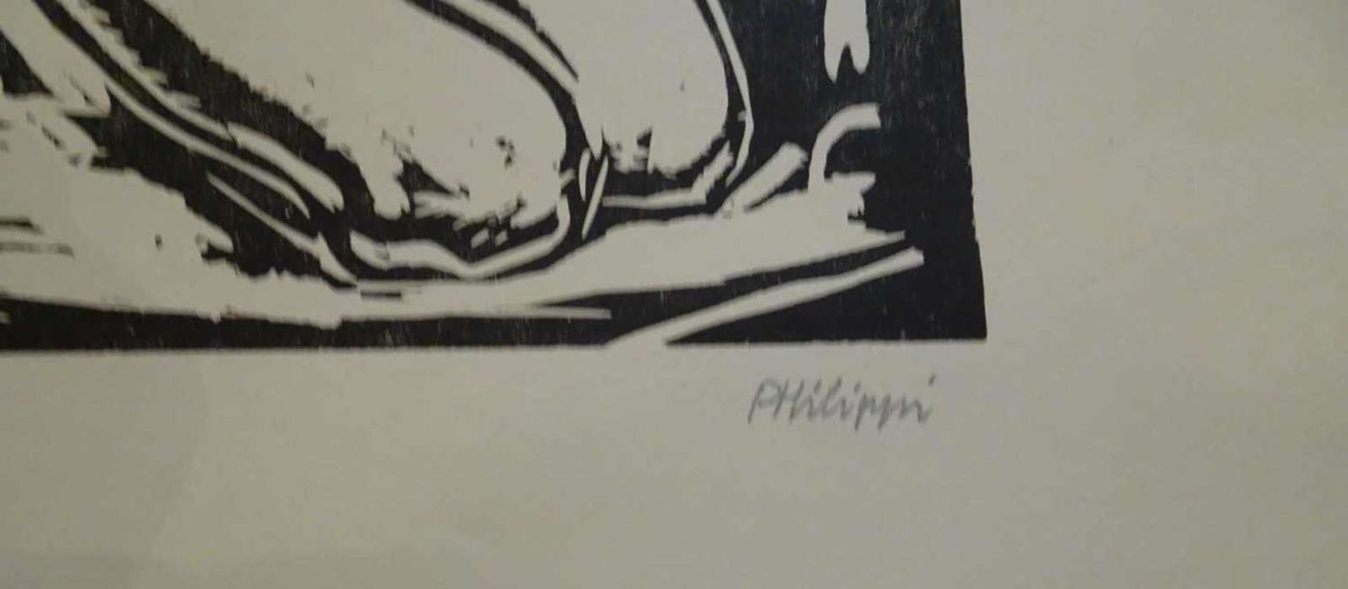 Robert Philipp (1895-1981), Holzschnitt "Angst", rechts unten Signatur. Maße: Höhe ca. 25,2 cm, - Bild 2 aus 2
