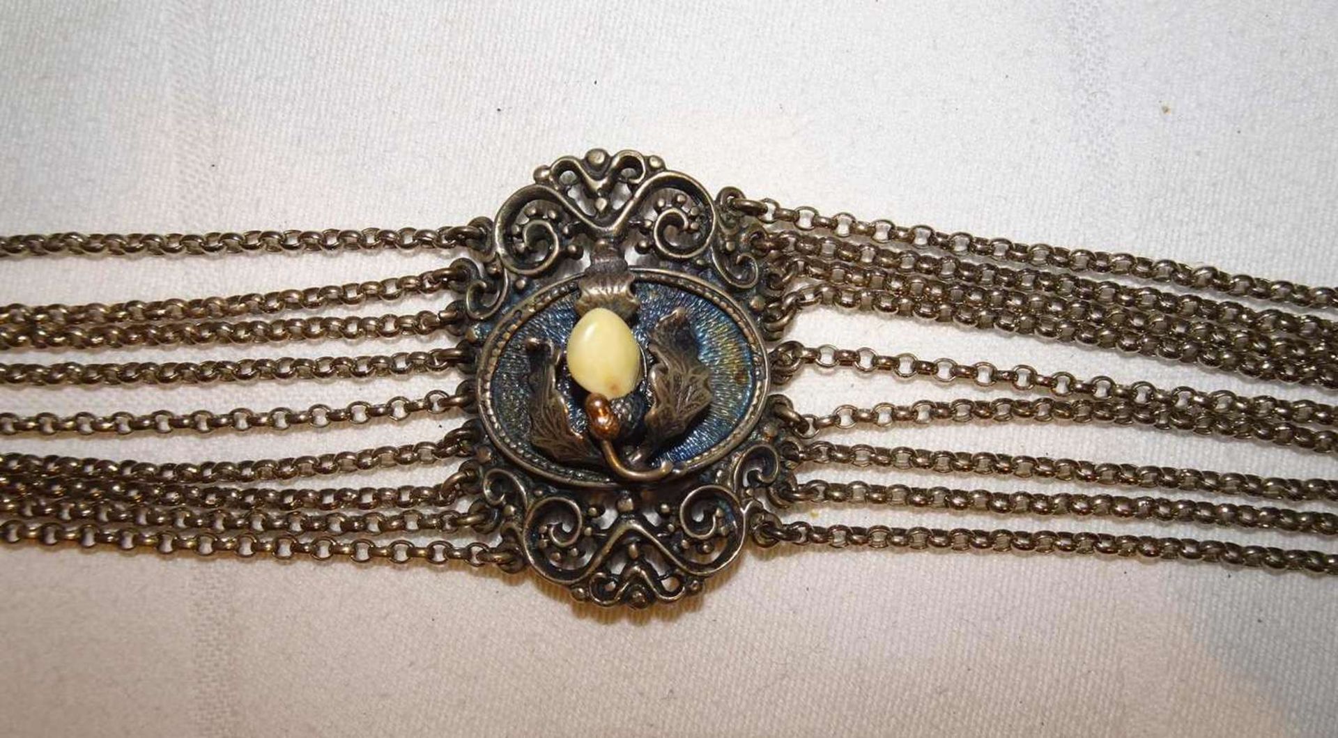 Trachtenschmuck - altes Silberarmband, 835er Silber, mit Grandel. Länge ca. 17,5 cn Costume jewelry - Bild 2 aus 3