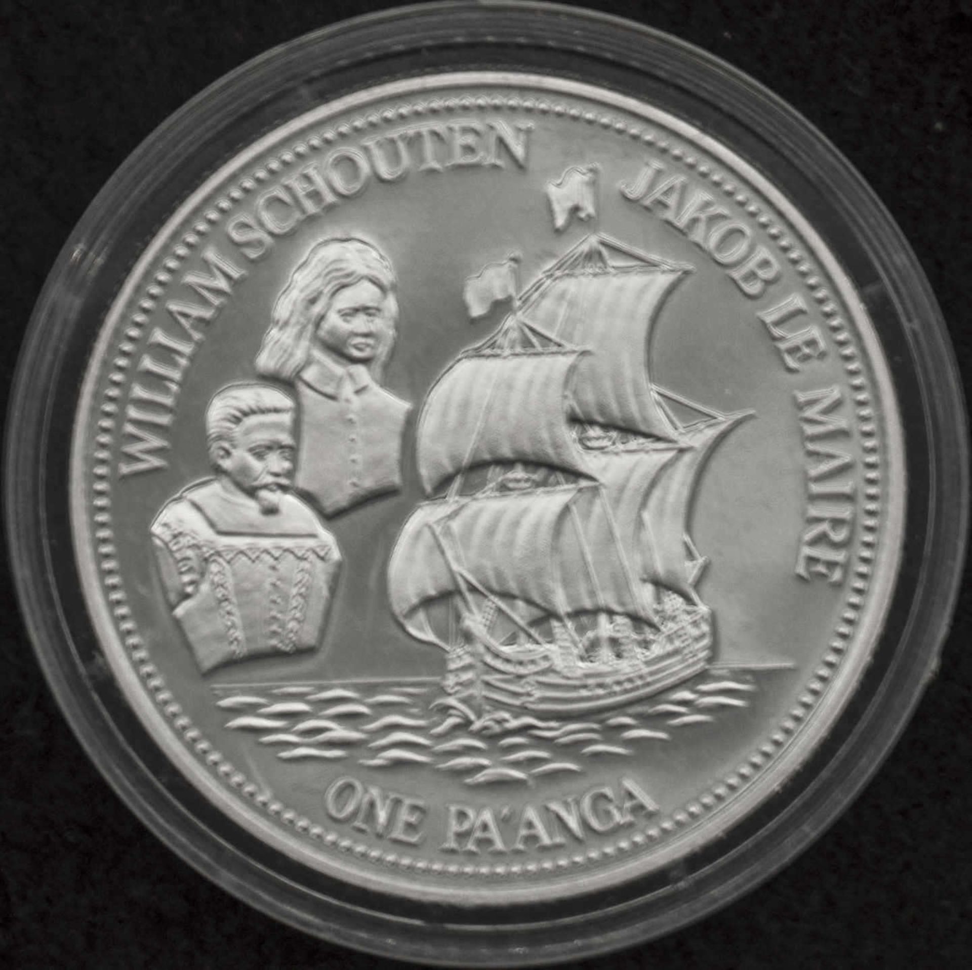 Tonga 1991, 1 Pa´anga - Silbermünze, "William Schouten - Jakob le Maire". Gewicht: ca. 31,6 g.