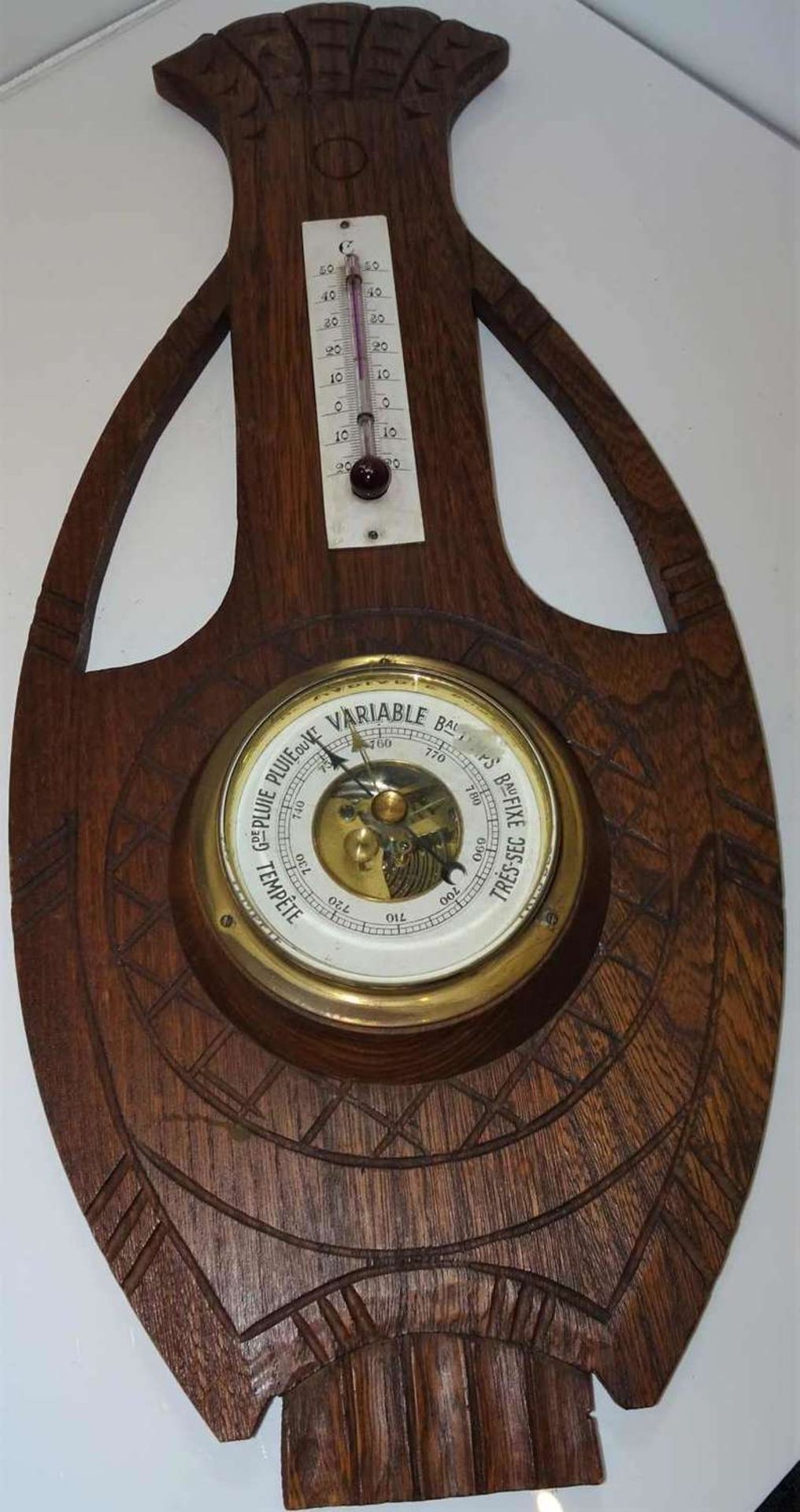 Jugendstil Barometer, guter Zustand. Länge ca. 50 cm, Breite ca. 22 cm Art Nouveau barometer, good