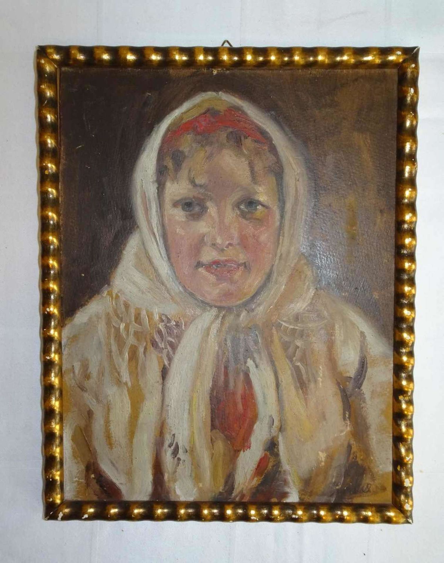 Aus süddeutscher Sammlung. Ungedeuterter Künslter, Ölgemälde auf Malkarton "Frauenportrait", unten