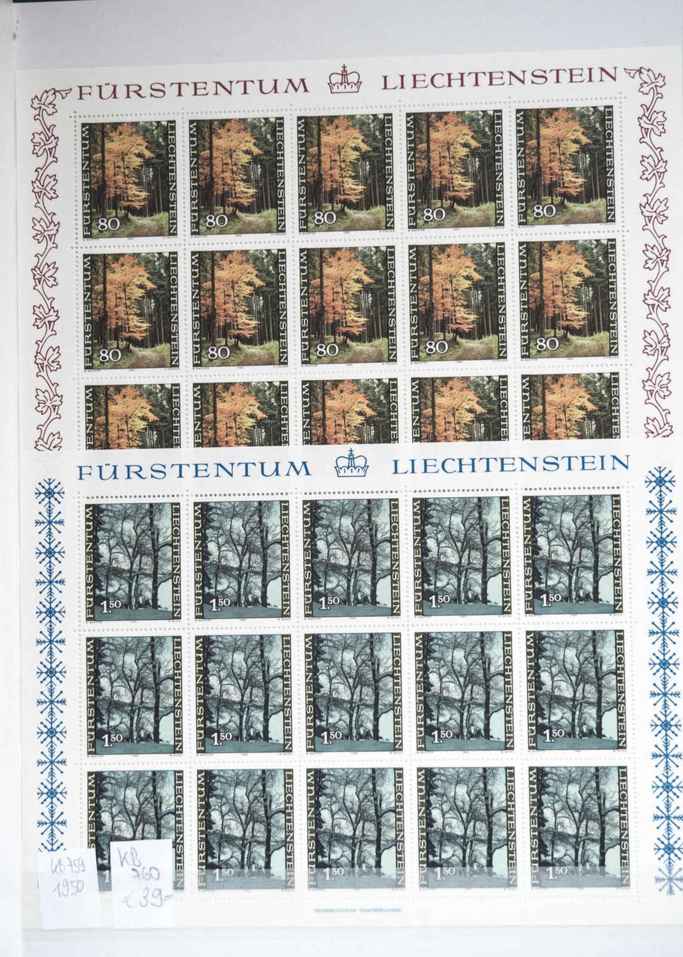 Sammlung Lichtenstein mit vielen Kleinbögen und Blöcken. Postfrisch und gestempelt. Lichtenstein - Image 5 of 6