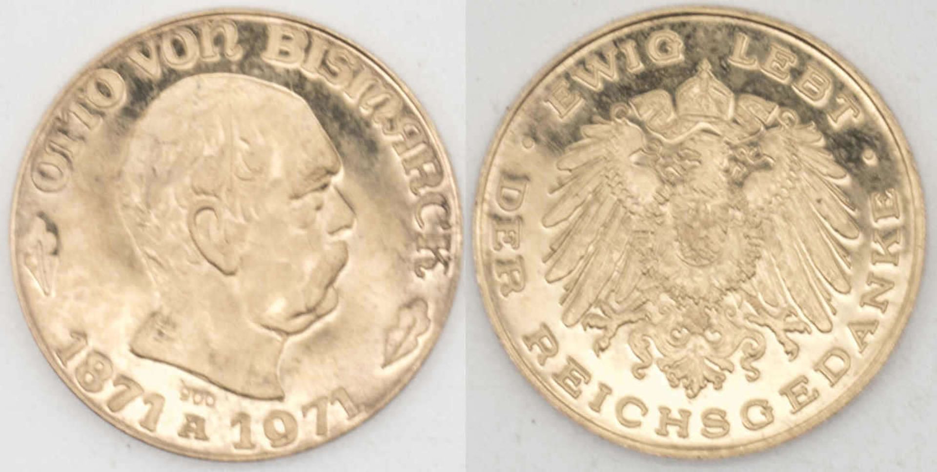 Goldmedaille "Otto von Bismarck" - Ewig lebt der Reichskanzler. Gold 900. Gewicht: ca. 6,5 g.