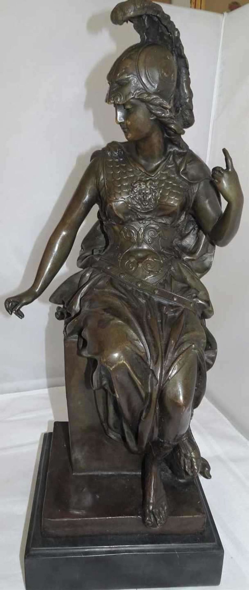 B.C. Zheng (xx), Bronzefigur "Fortuna auf Thron", Maße ohne Sockel: Höhe ca. 40 cm, Breite ca. 14 - Image 2 of 5