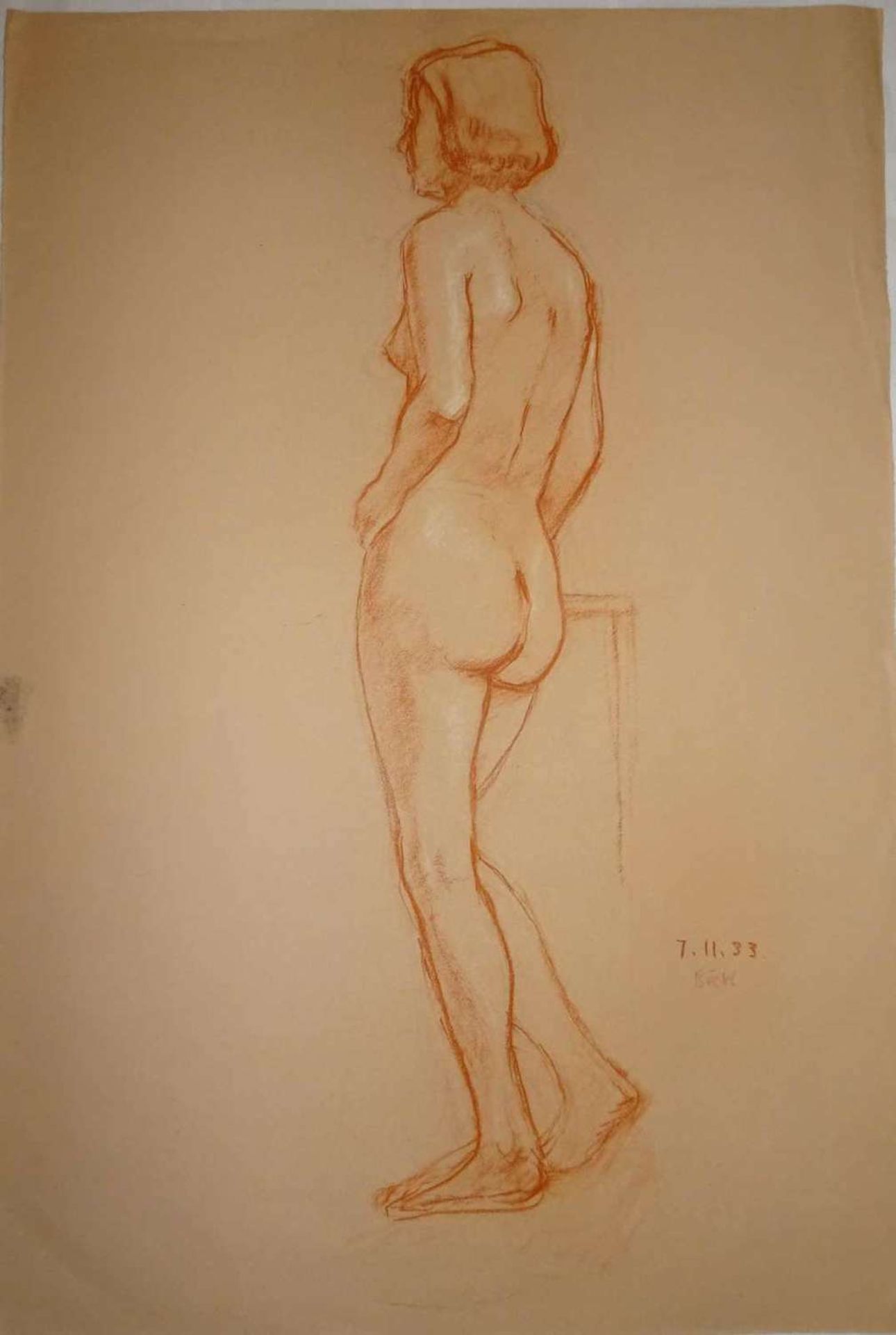 Herbert Böckl (1894-1966), "Rückenakt", rechts Signatur 7.11.33 Böckl. Maße: Höhe ca. 56,3 cm,